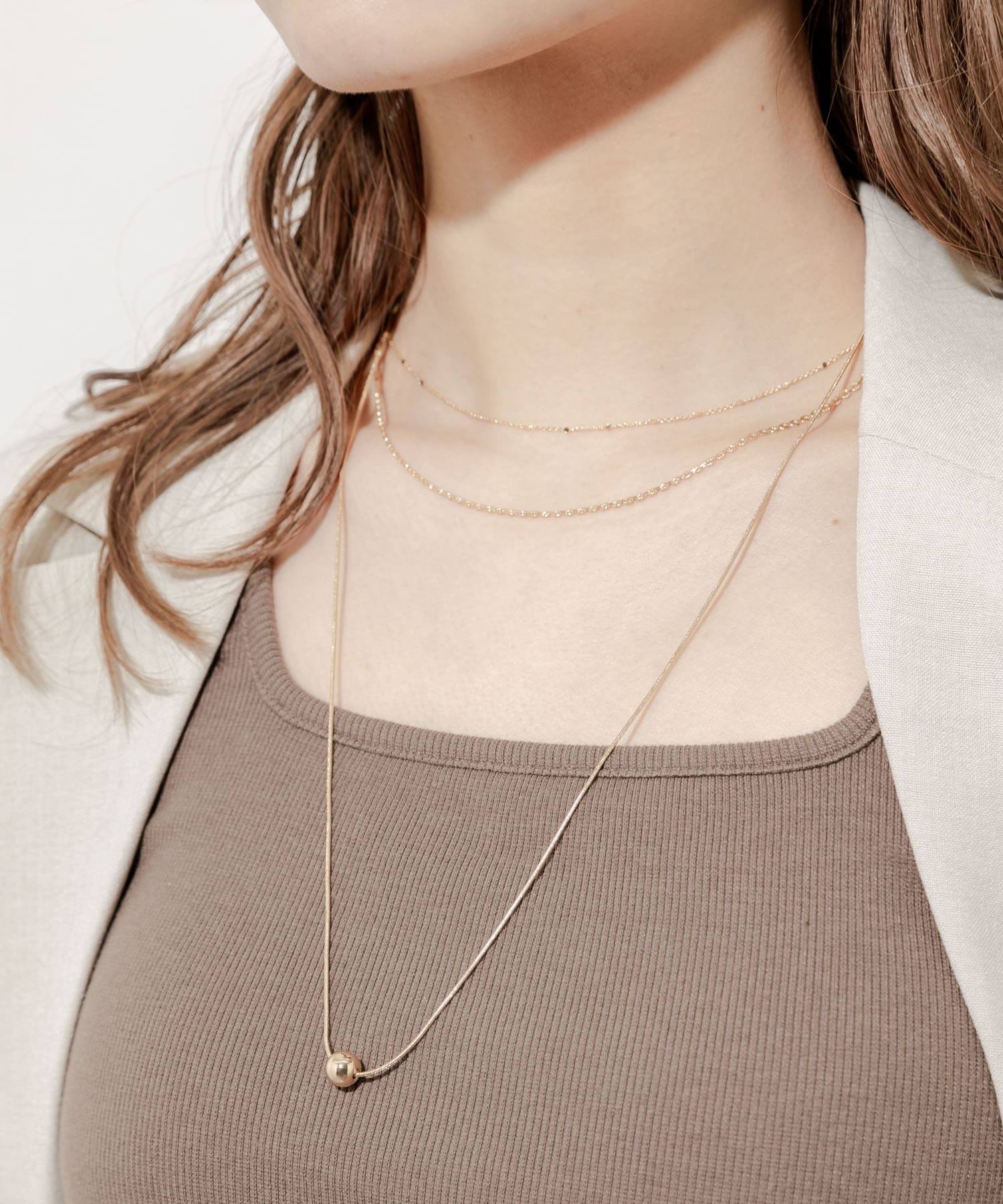 ボールトップレイヤード2セットネックレス GLD -