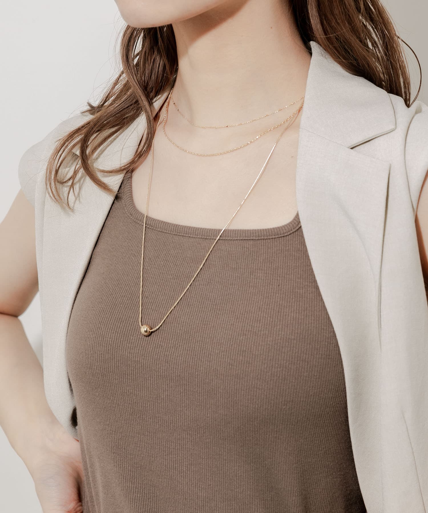 ボールトップレイヤード2セットネックレス GLD -