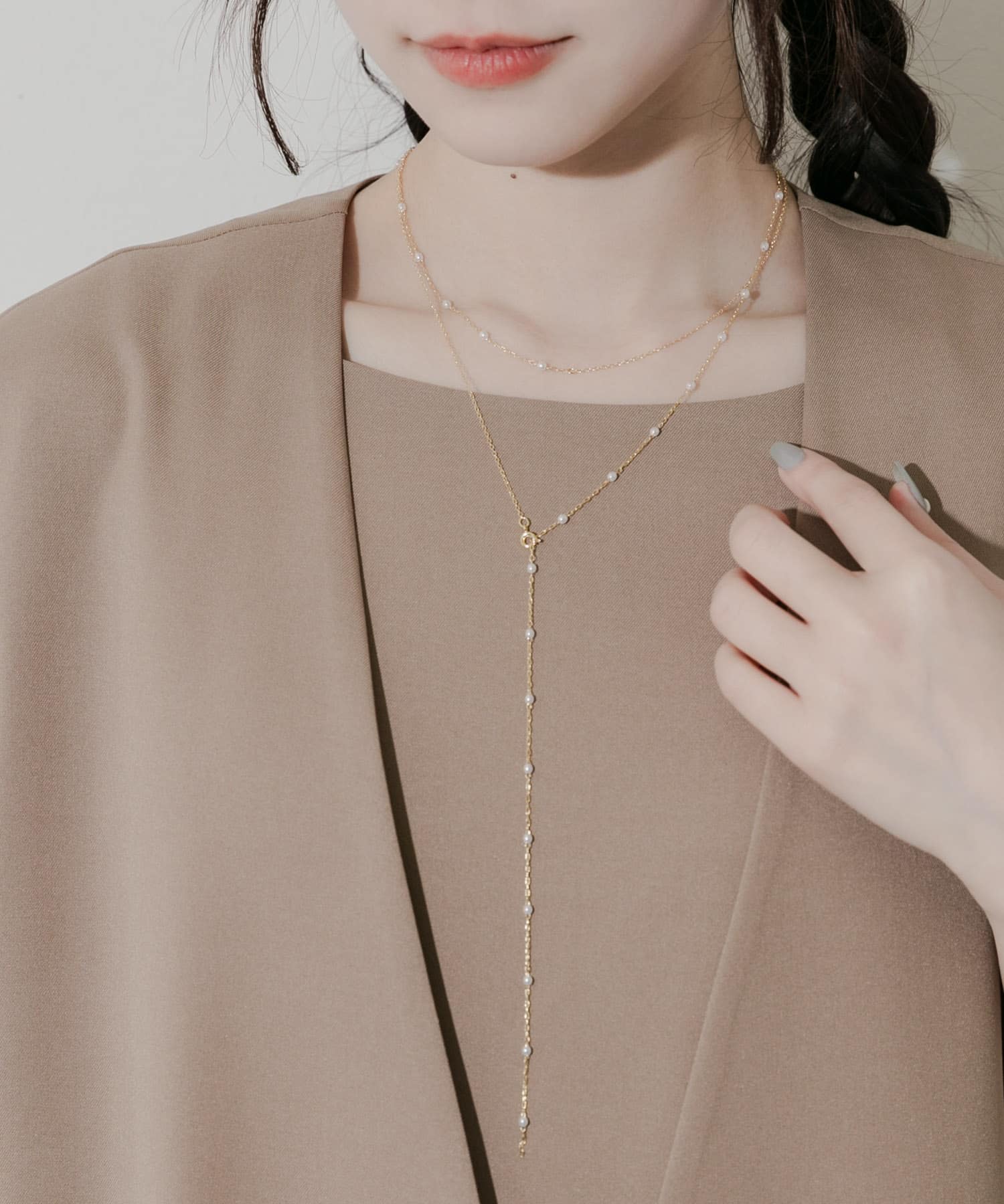 パールキリカエチェーン2セットネックレス(- GLD/IVO