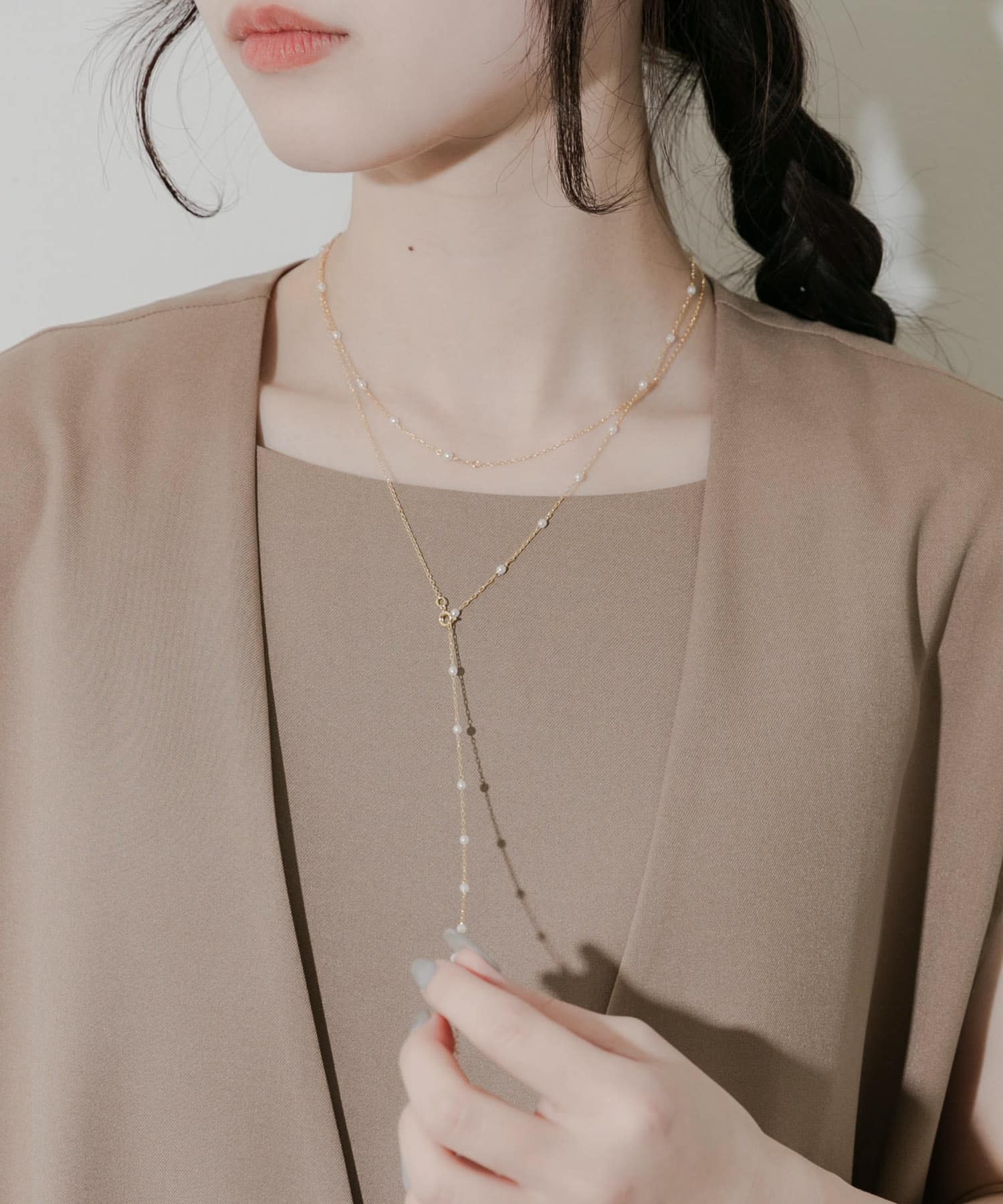 パールキリカエチェーン2セットネックレス GLD/IVO -