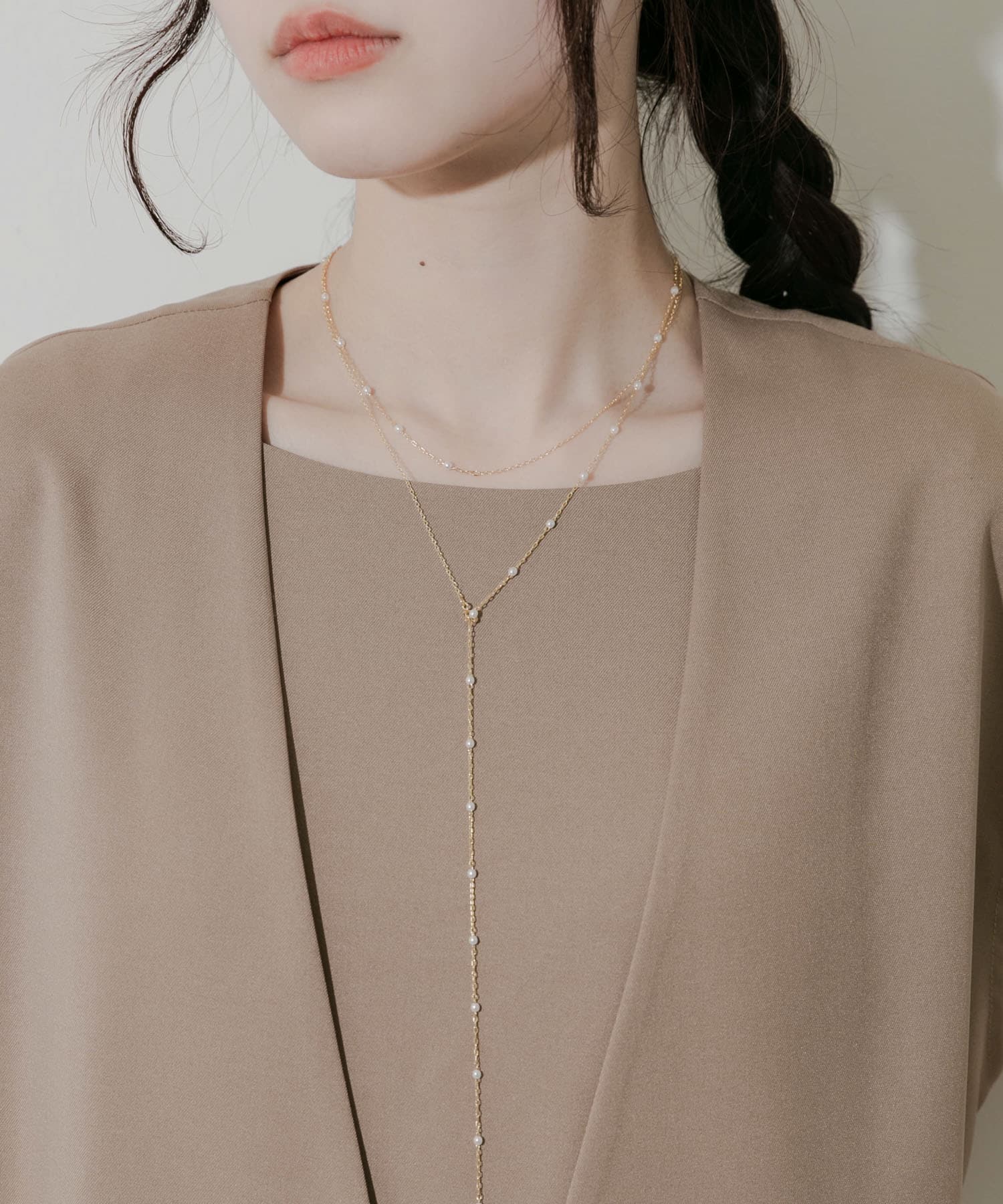 パールキリカエチェーン2セットネックレス GLD/IVO -