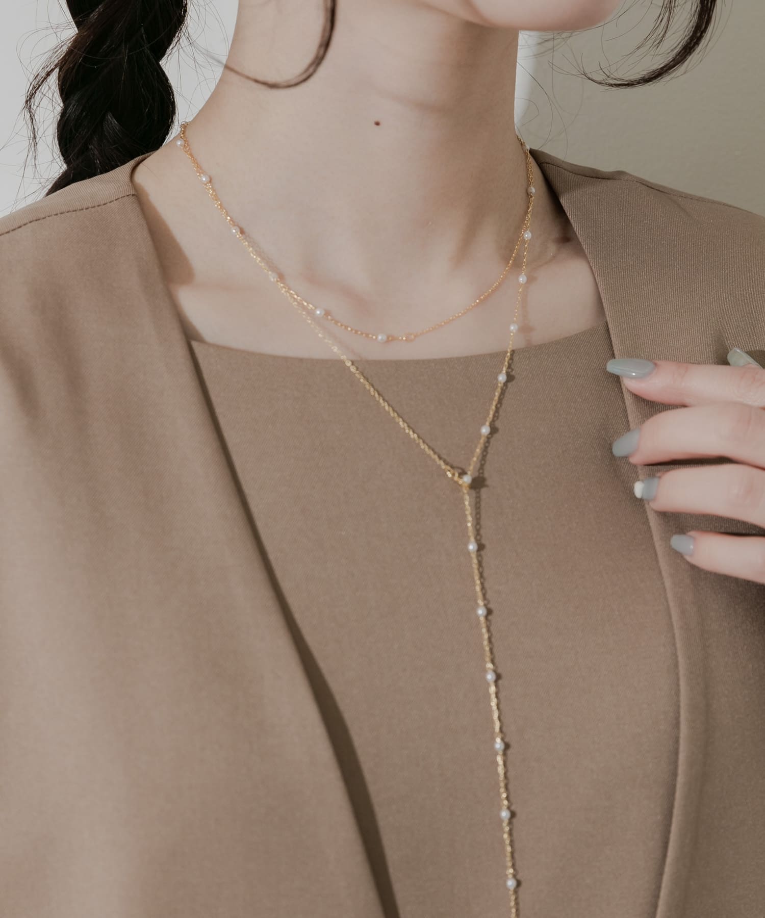 パールキリカエチェーン2セットネックレス GLD/IVO -