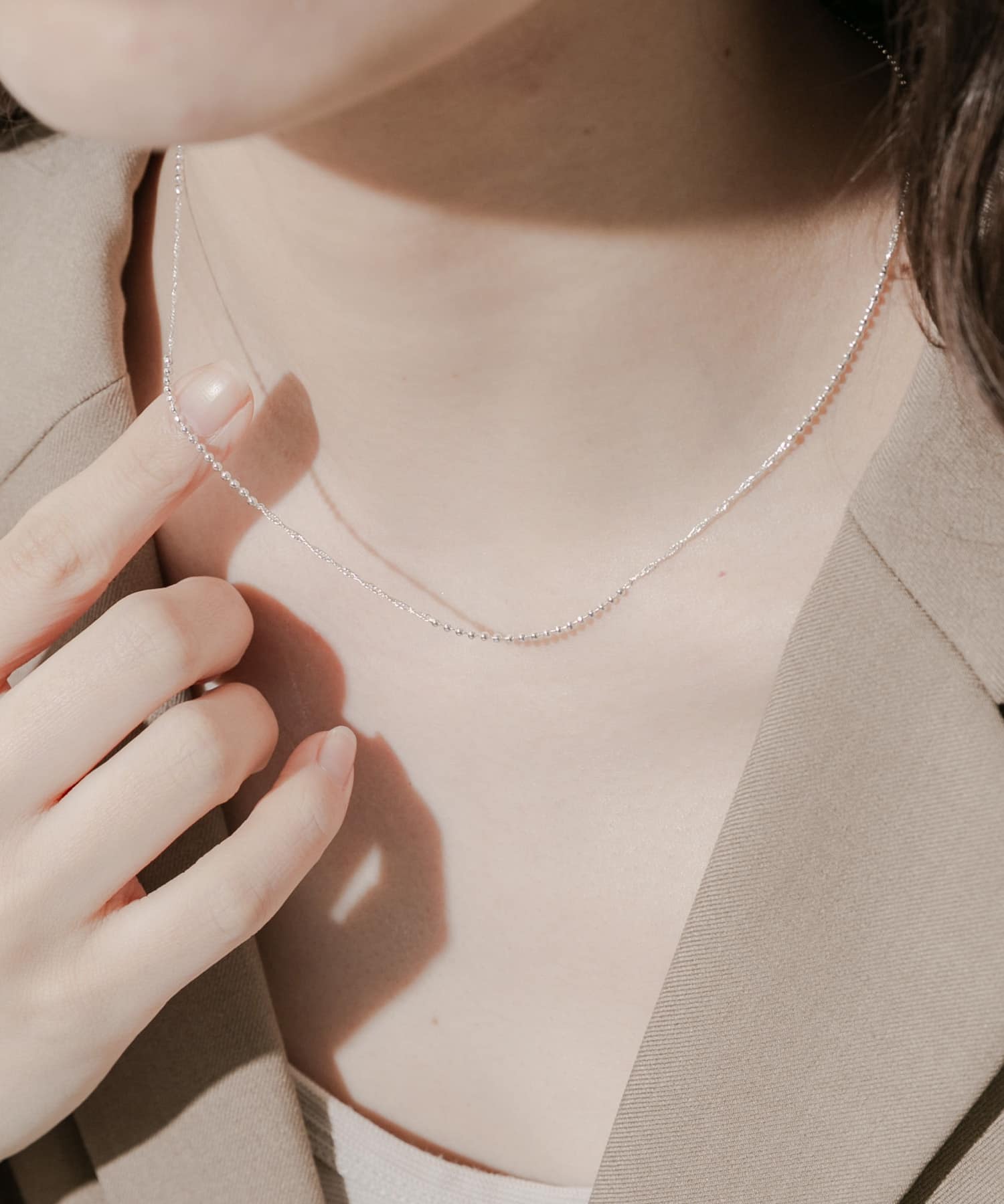 ボールキヘイミックスチェーンネックレス SLV -
