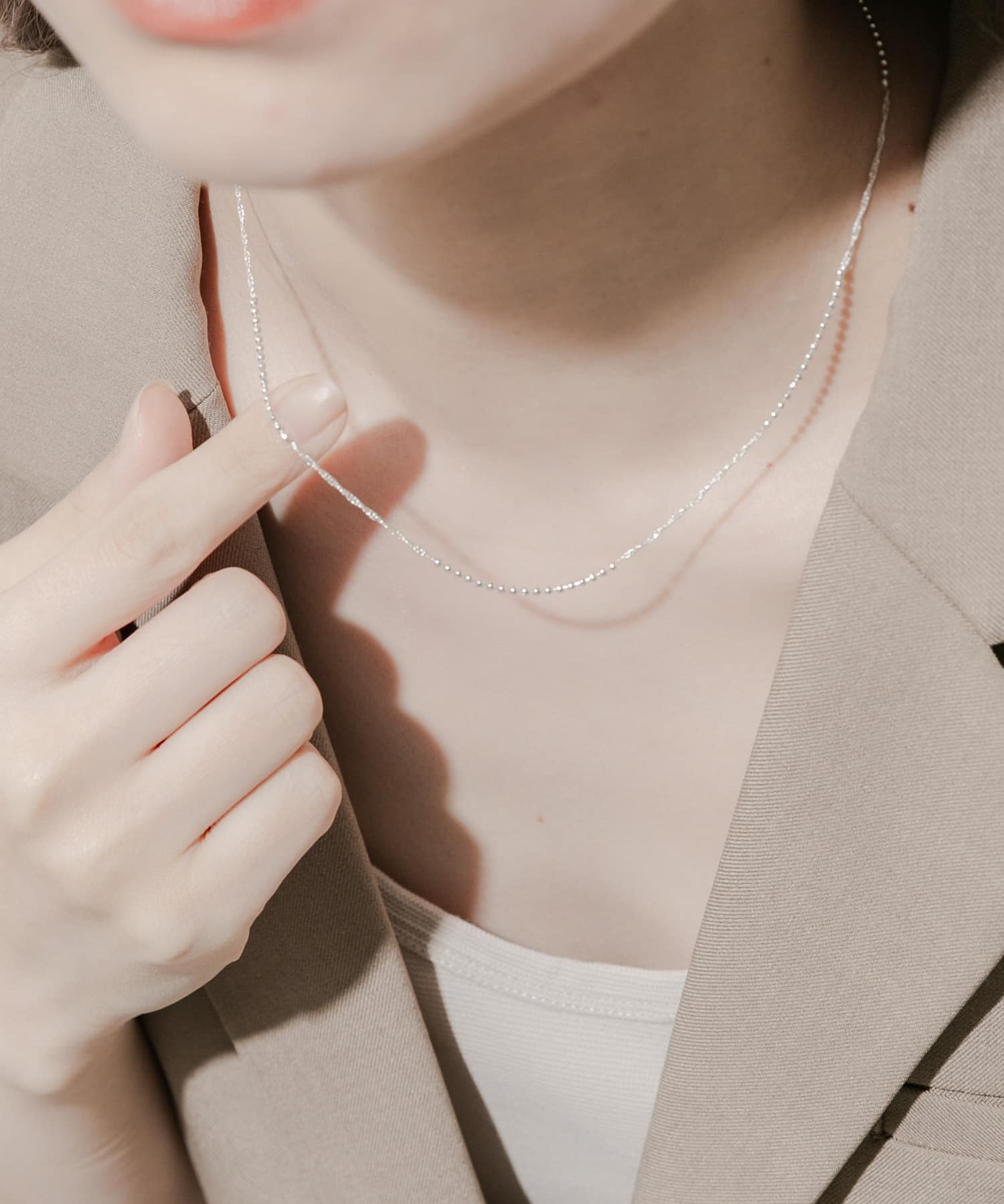 ボールキヘイミックスチェーンネックレス SLV -