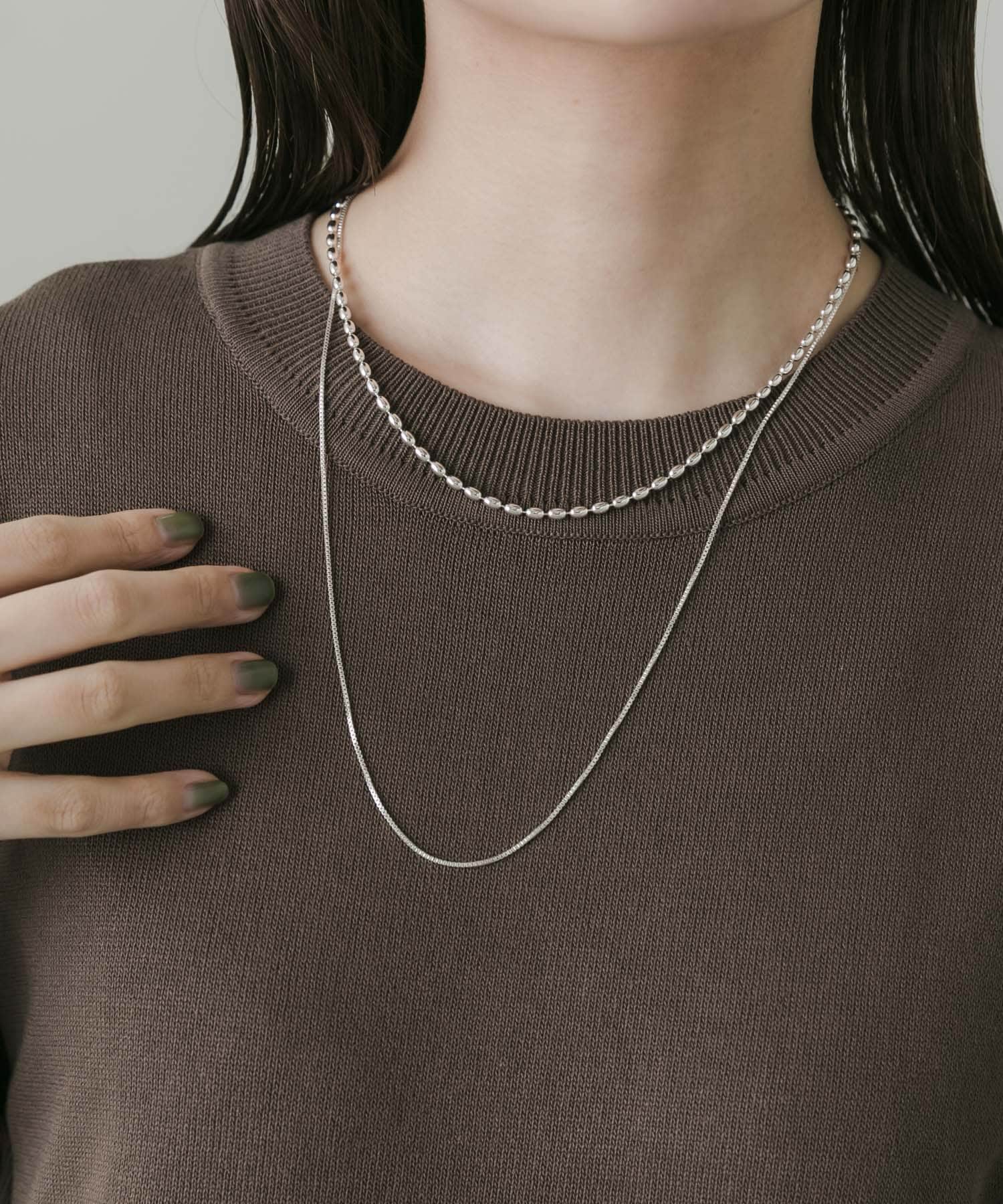 ボールチェーンレイヤードネックレス