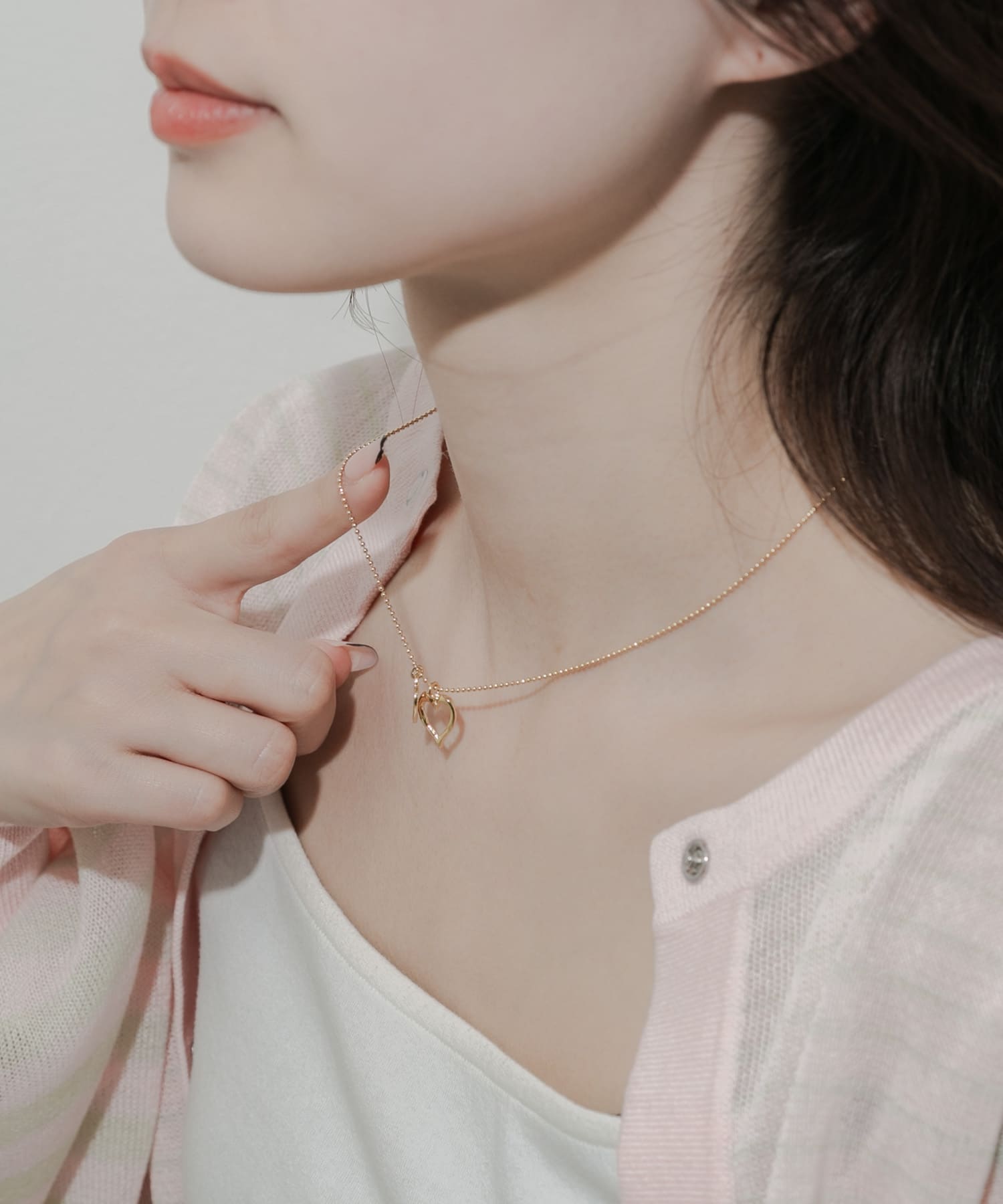 ダブルハートコインネックレス GLD -