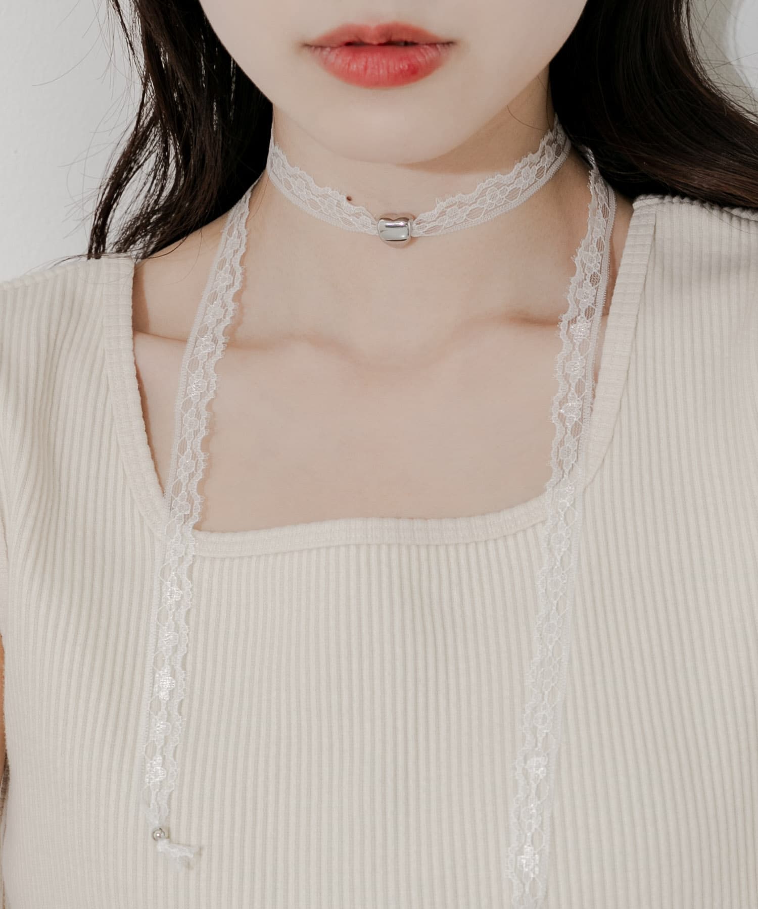 メタルトップレースチョーカーネックレス
