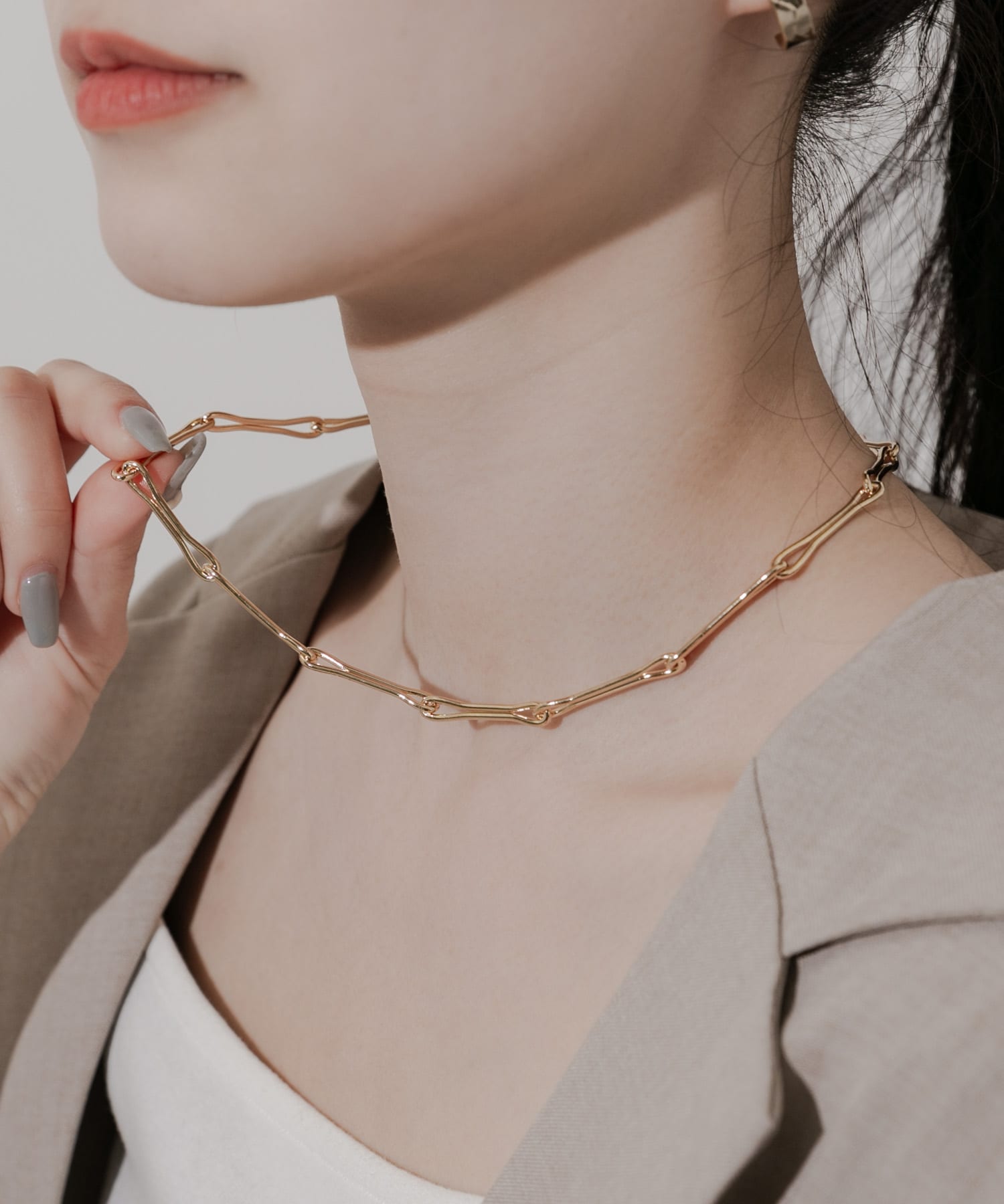 メタルデザインチェーンネックレス GLD -