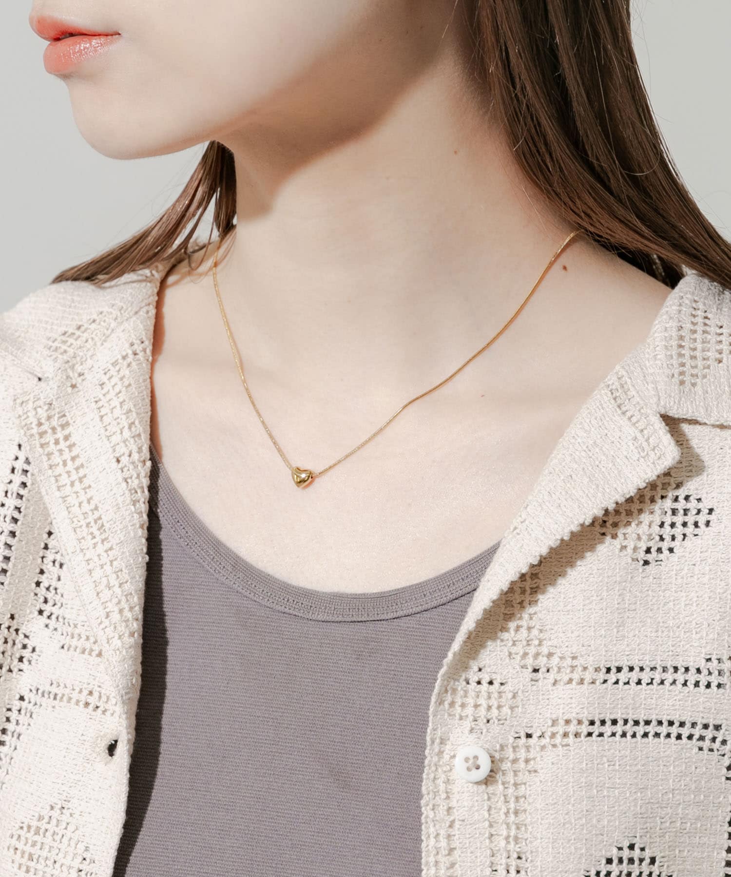 ステンレスハートトップネックレス GLD -