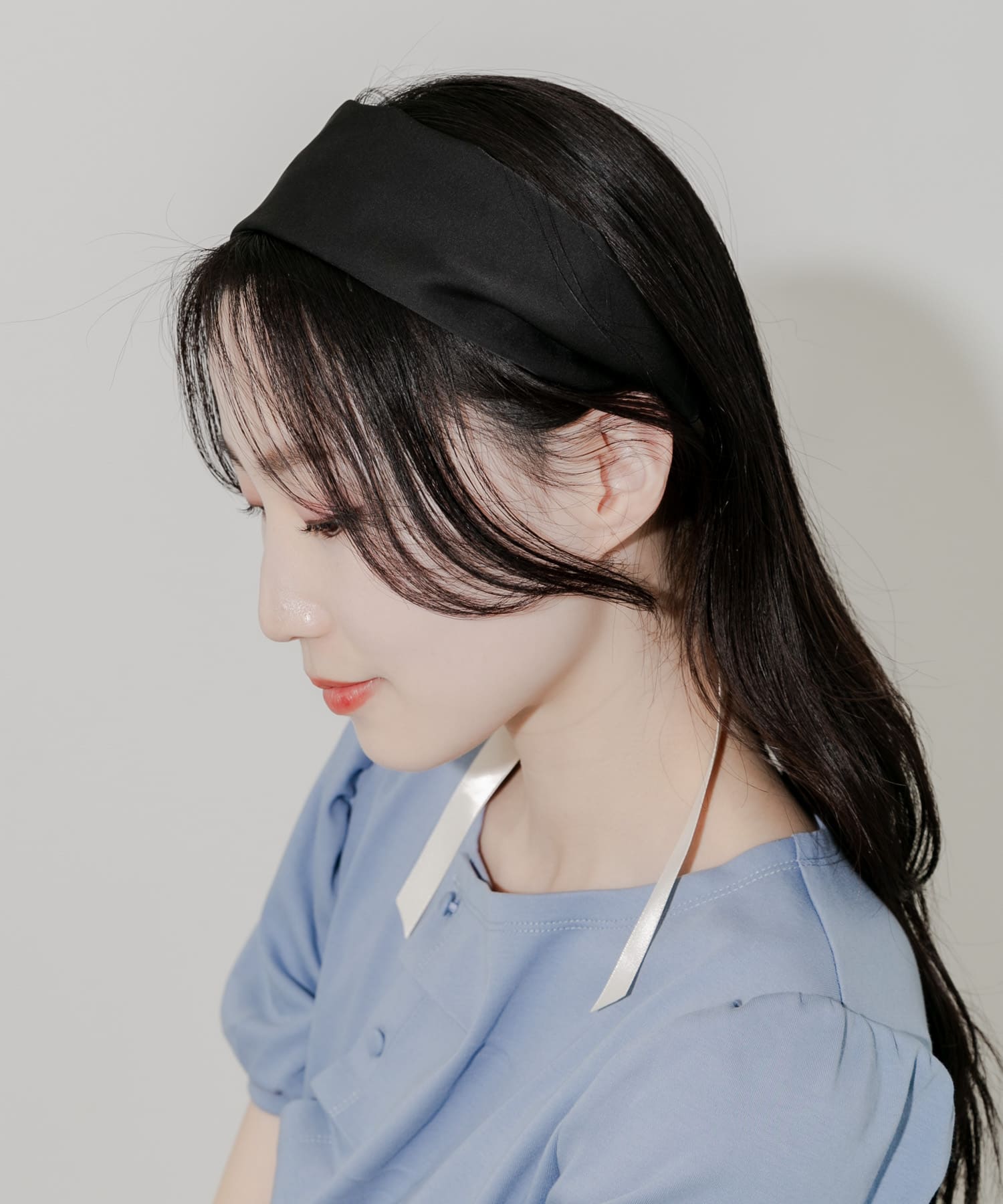 マルチWAYバイカラーヘアリボン BLK/IVO -