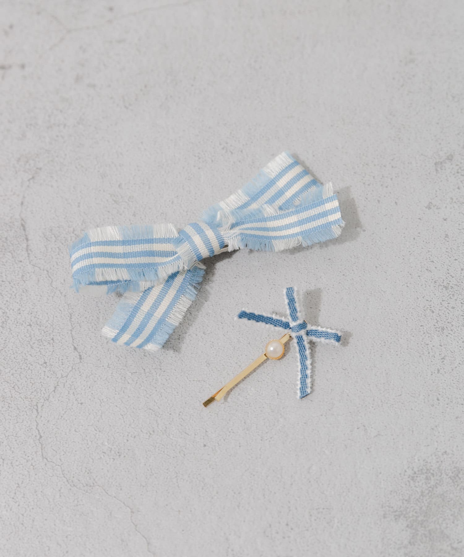 チェックリボン2セットピン