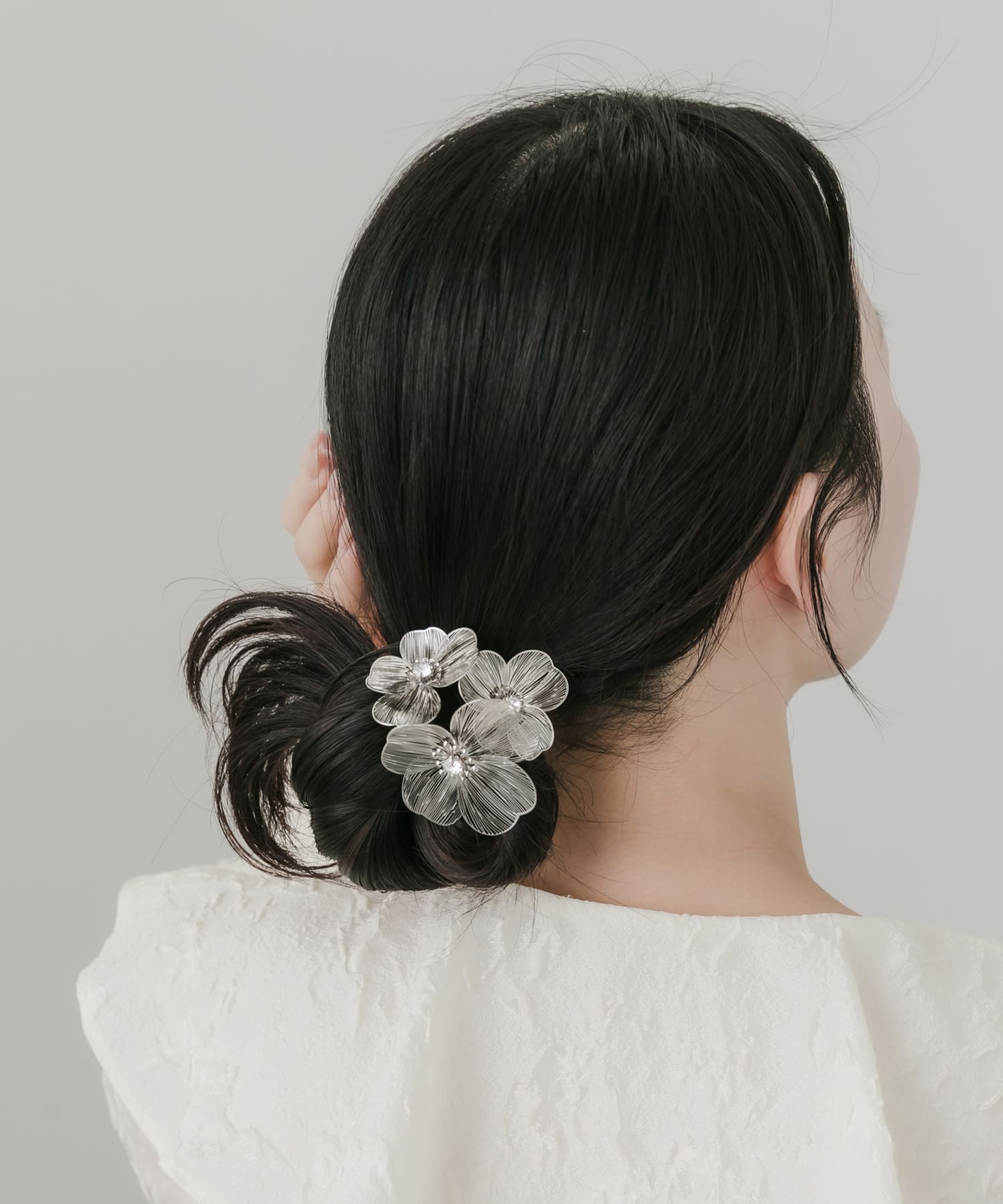 メタルフラワー3セットヘアカフ SLV -