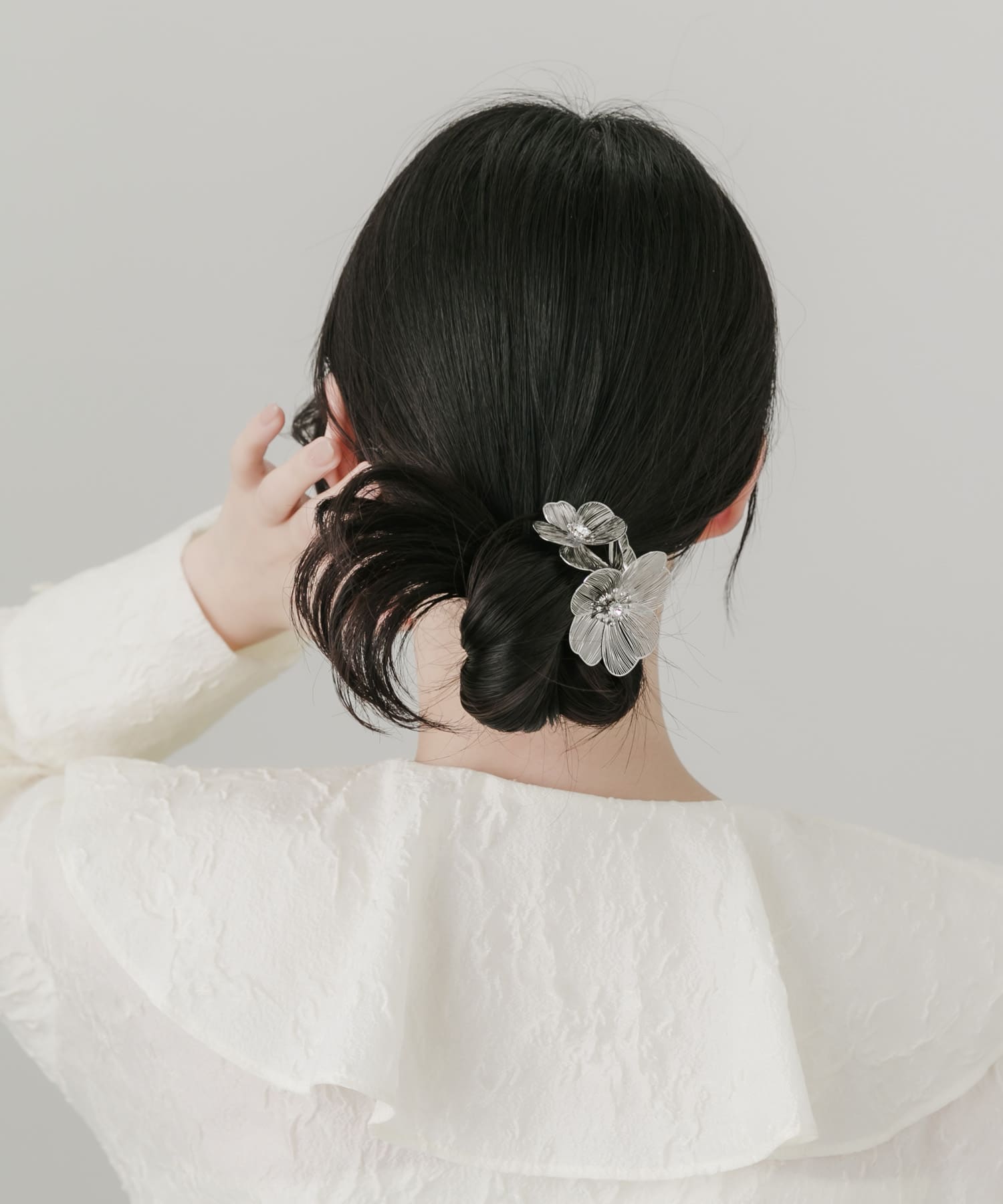 メタルフラワー3セットヘアカフ SLV -