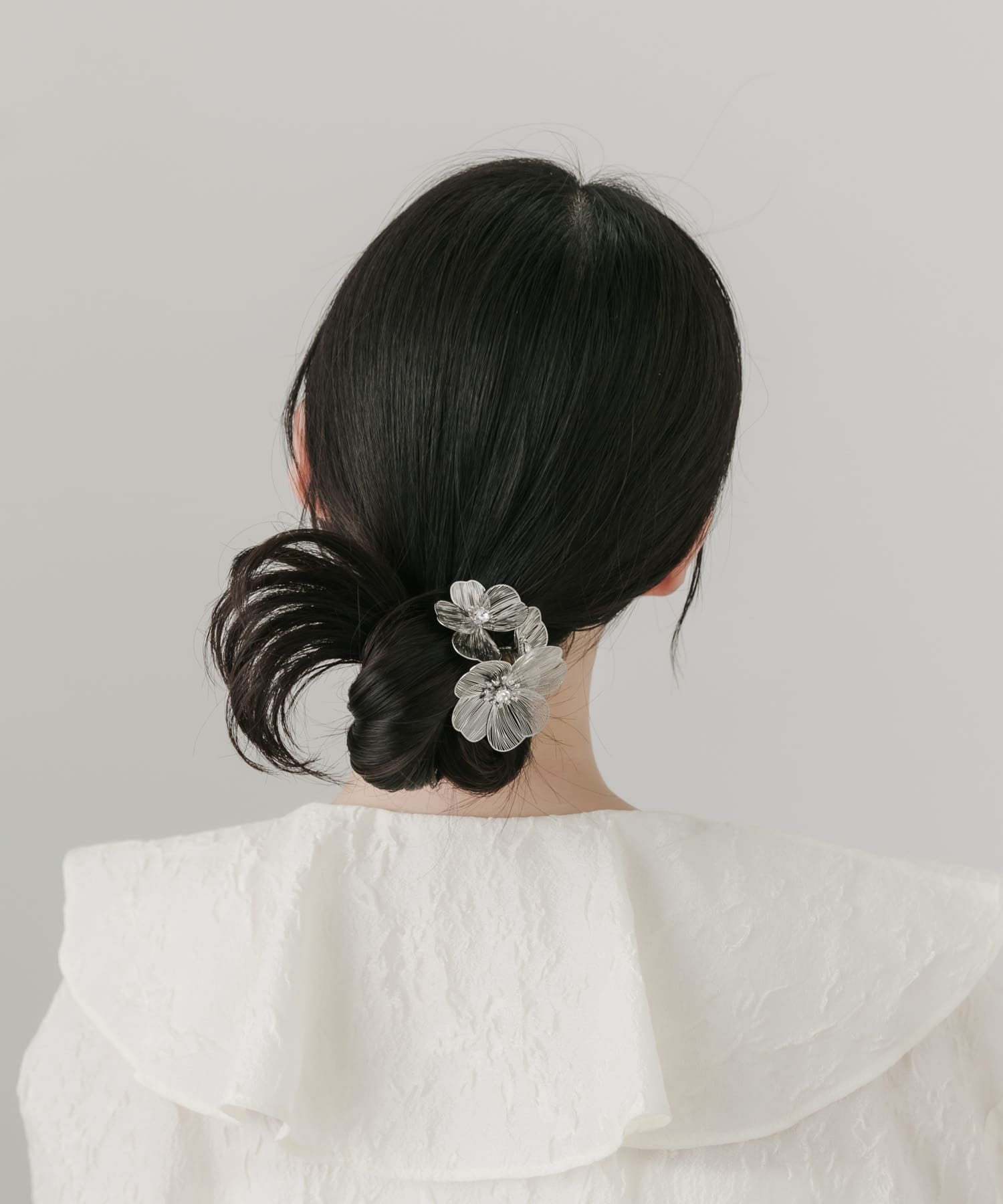 メタルフラワー3セットヘアカフ SLV -