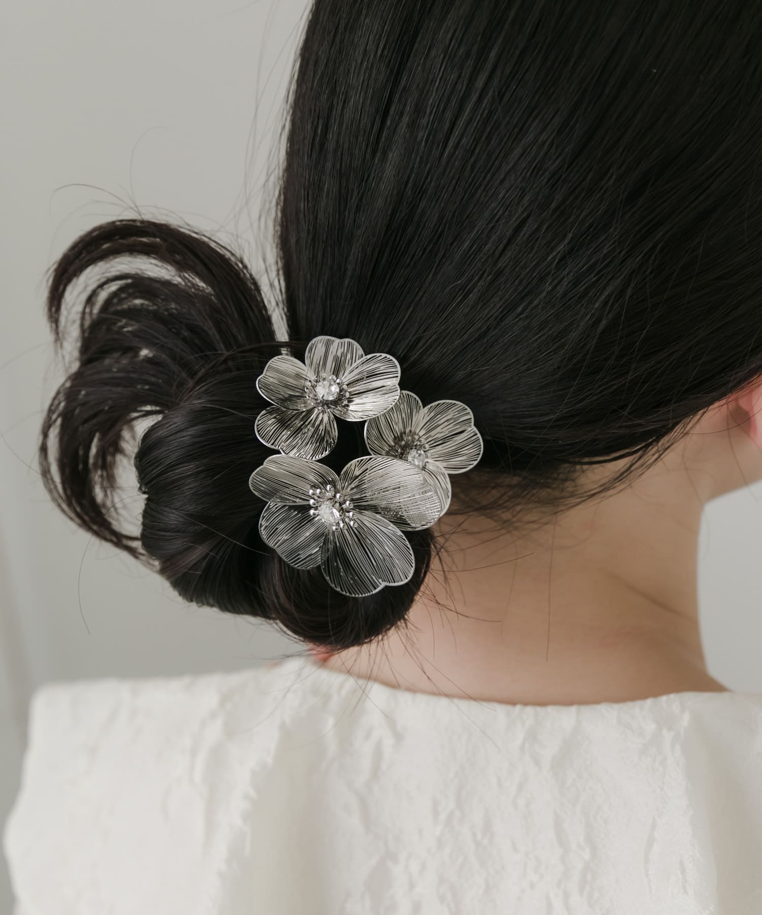 メタルフラワー3セットヘアカフ SLV -