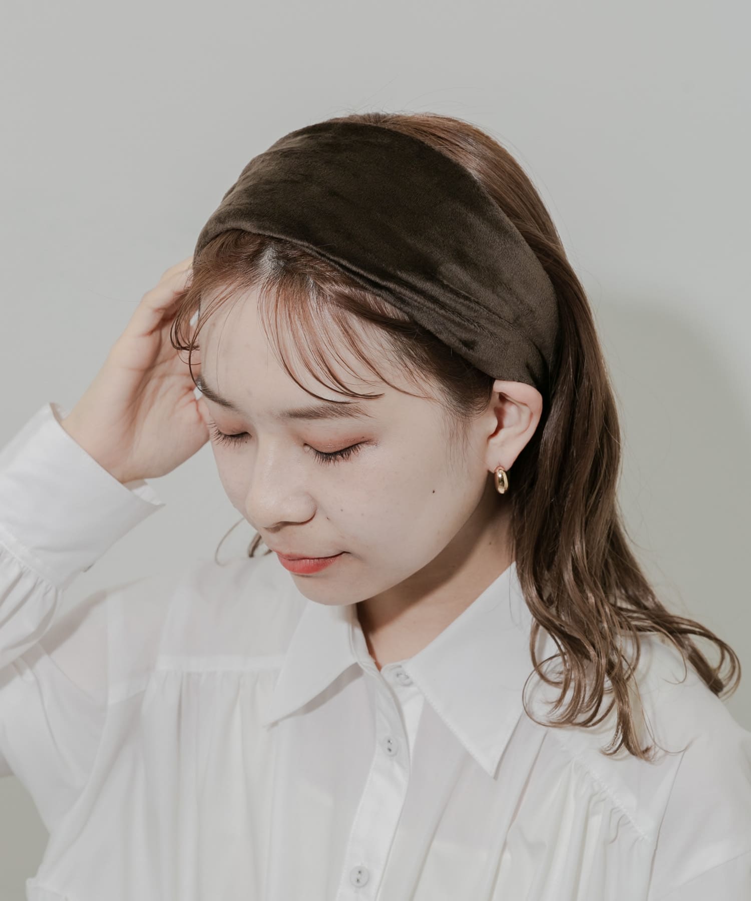 ベロアヘアバンド BRN -