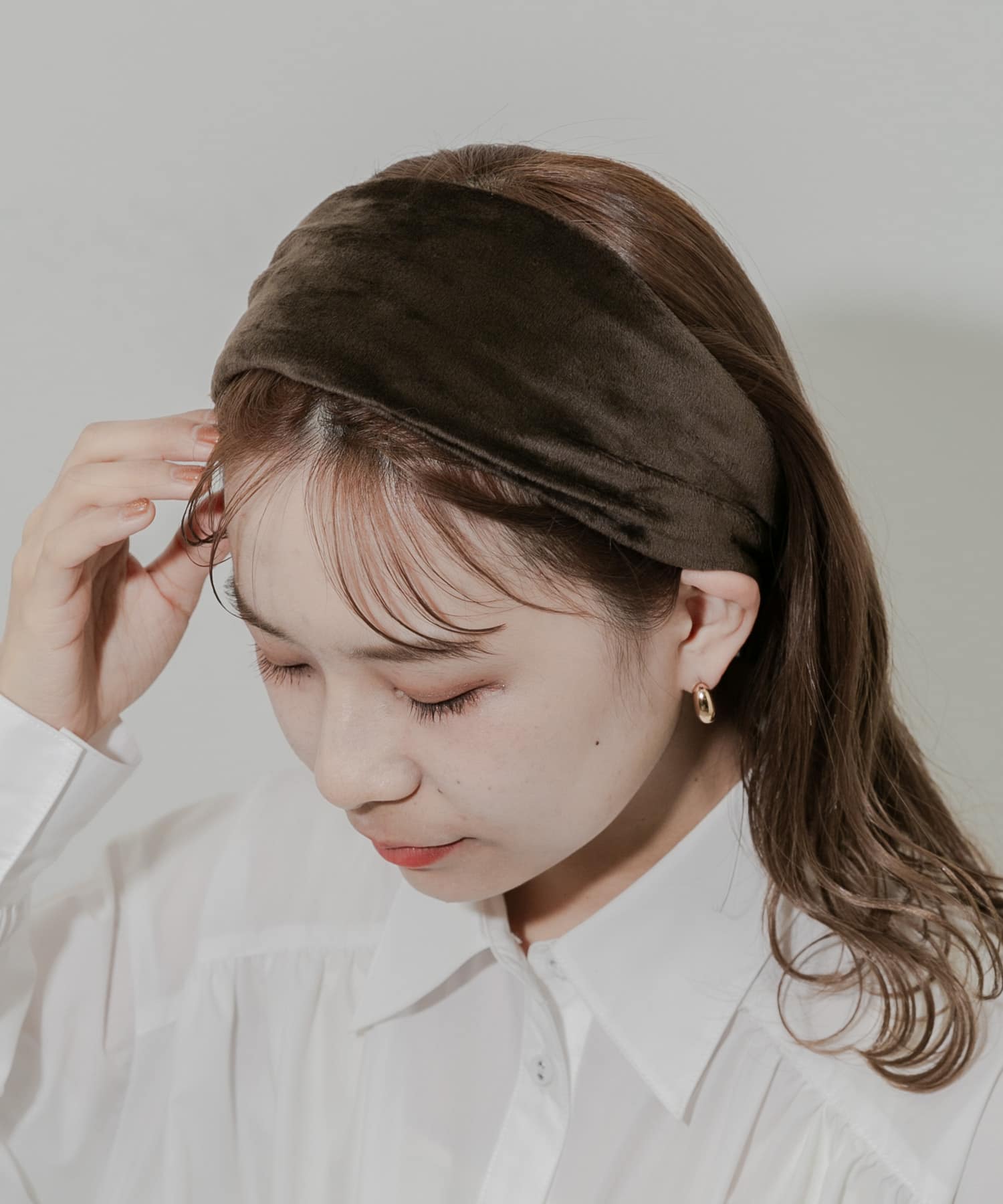 ベロアヘアバンド BRN -