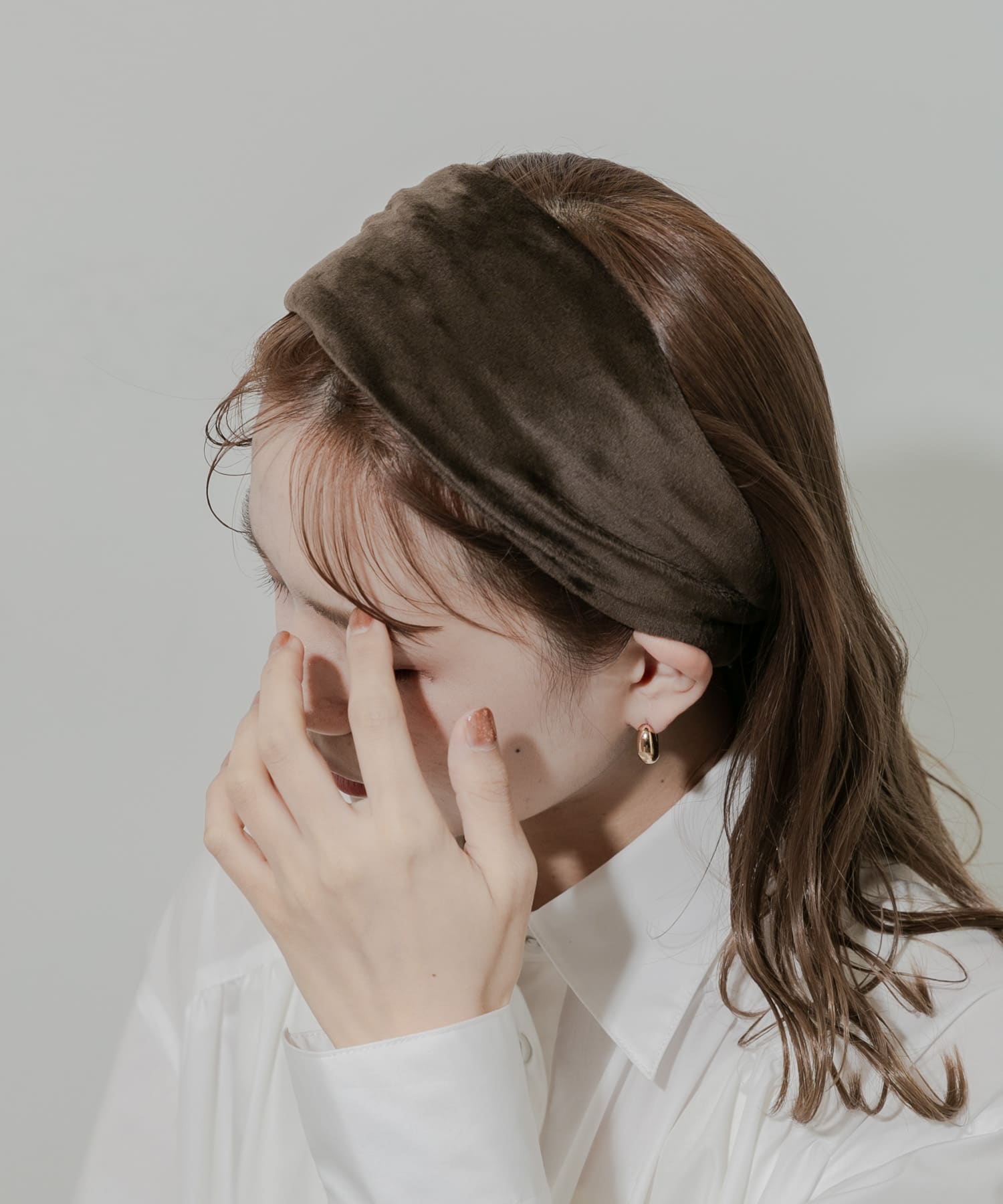 ベロアヘアバンド BRN -