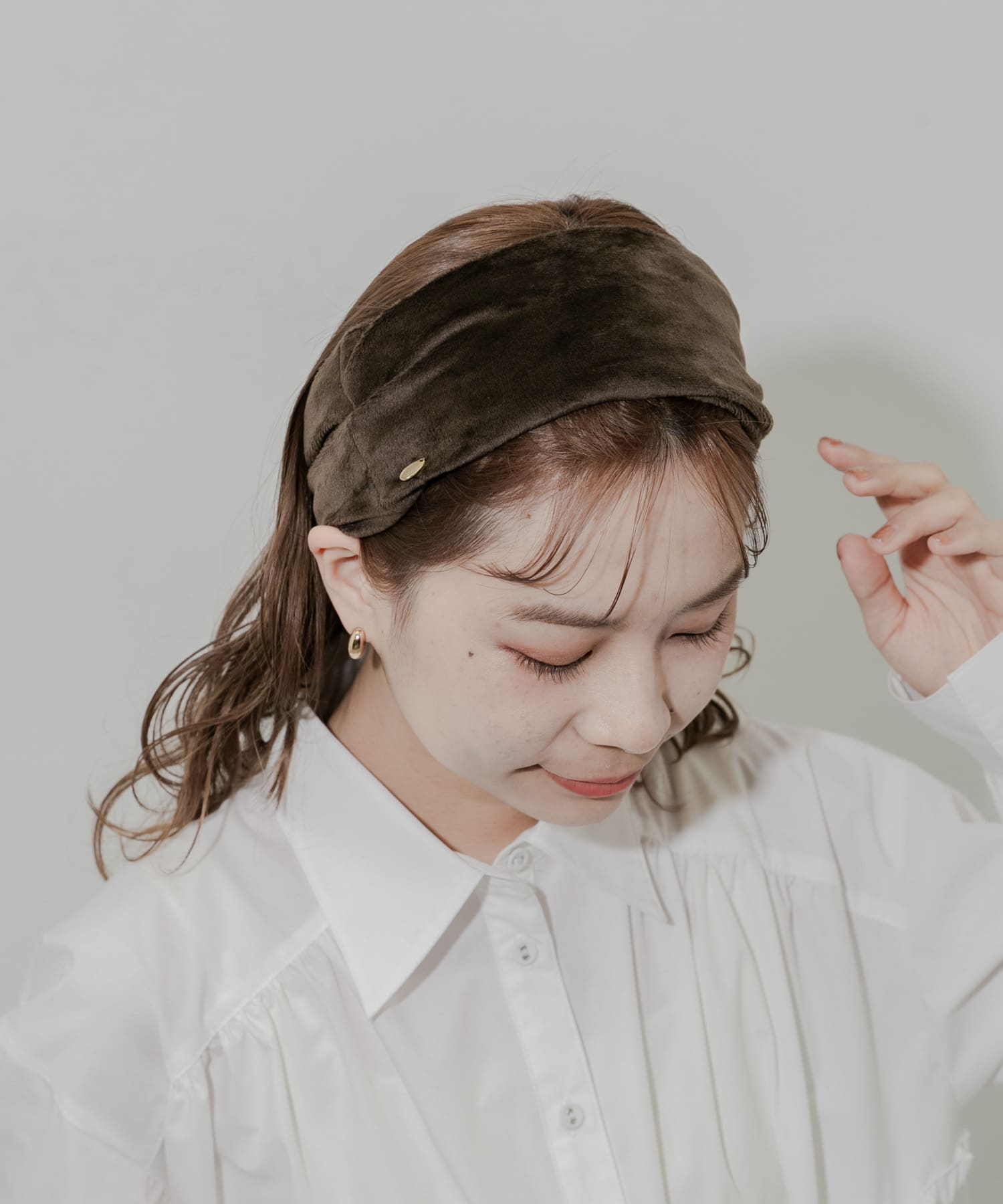 ベロアヘアバンド BRN -