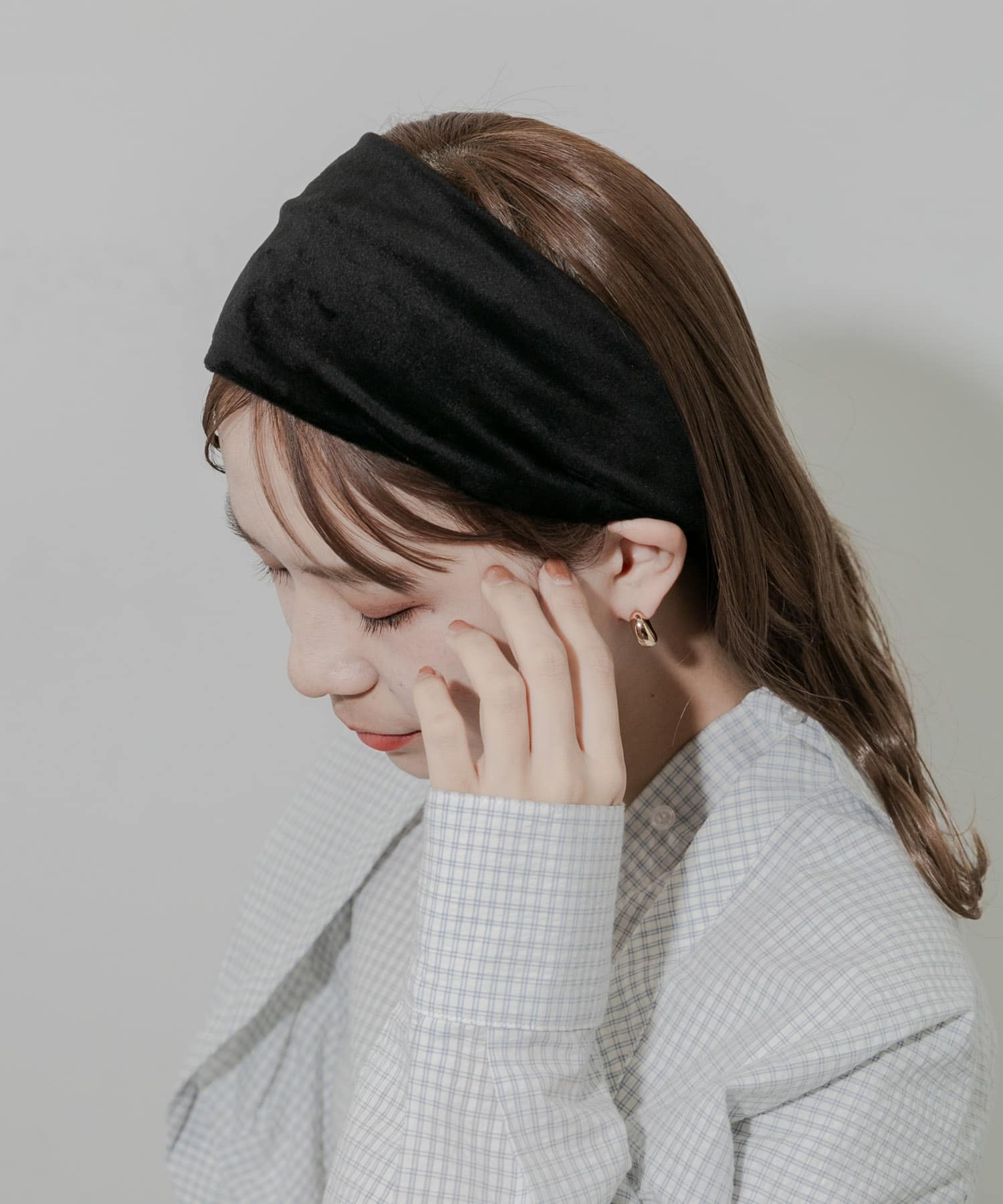 ベロアヘアバンド BLK -