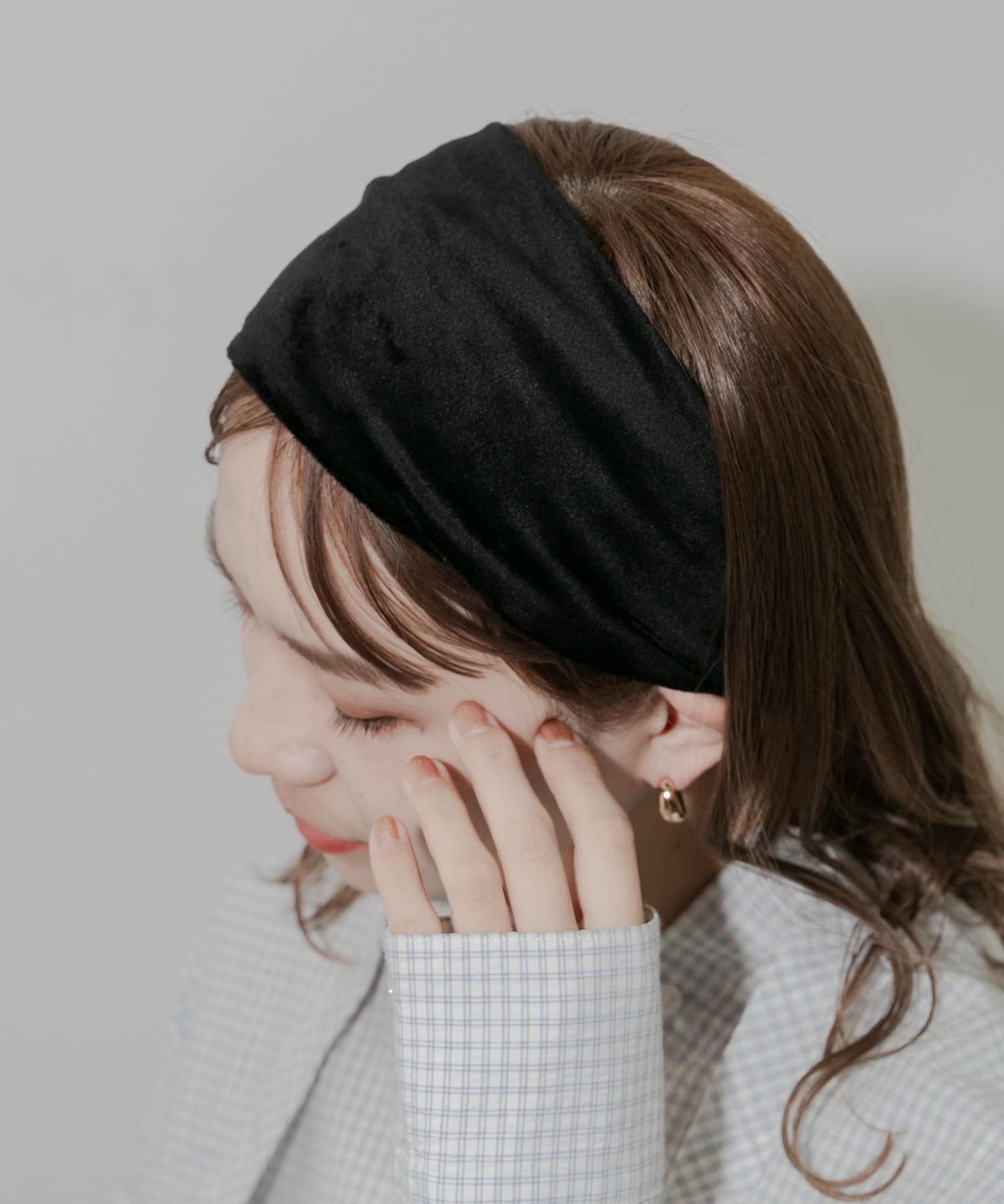 ベロアヘアバンド BLK -