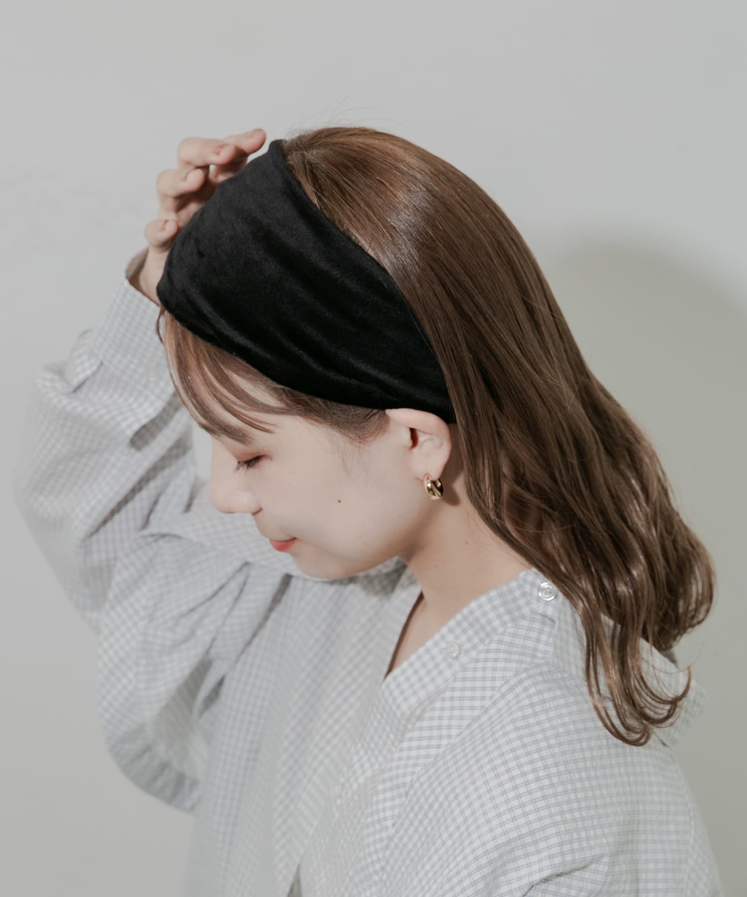 ベロアヘアバンド BLK -