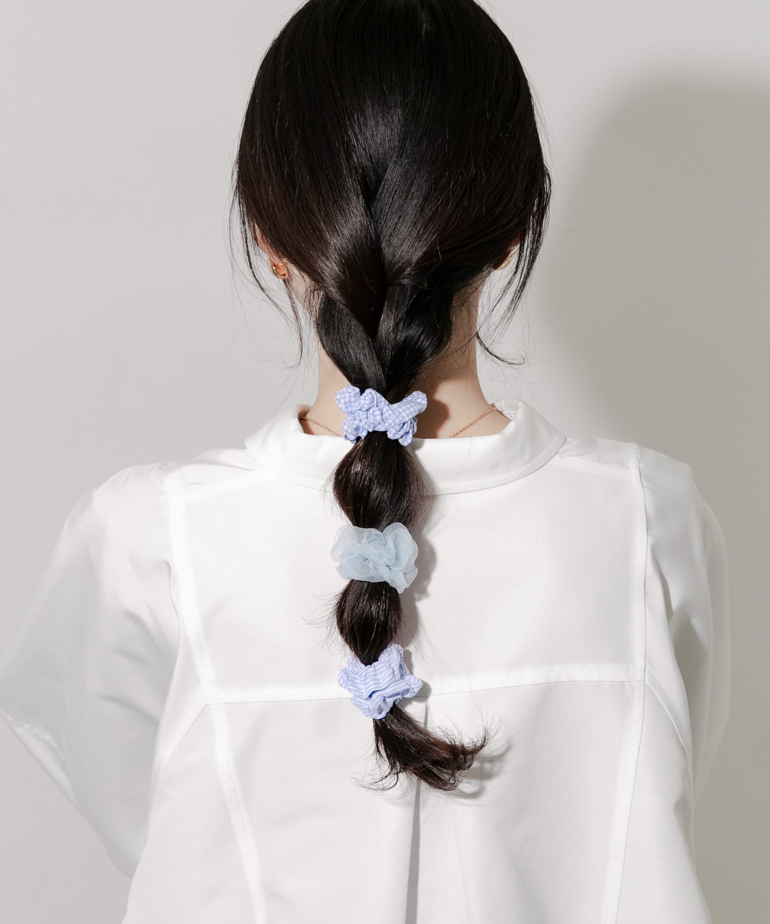 ギンガムチェック3セットヘアゴム BLU -