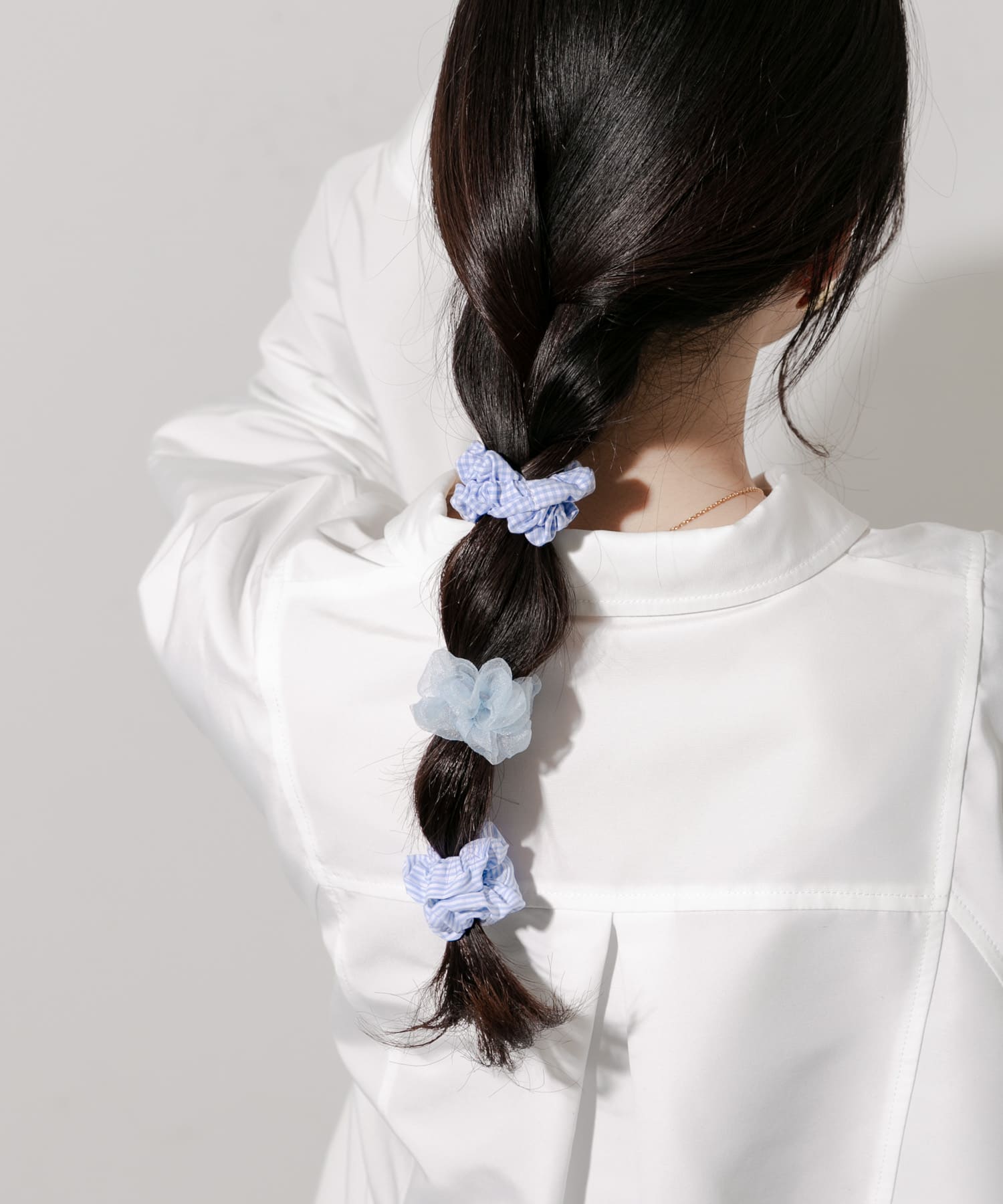 ギンガムチェック3セットヘアゴム BLU -