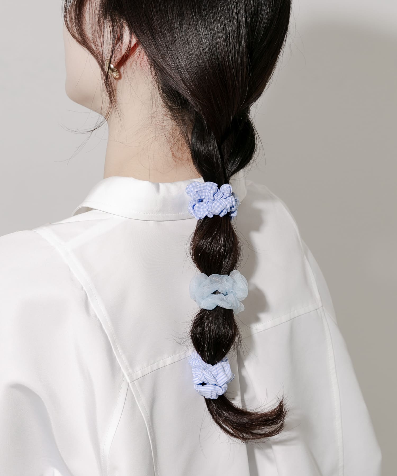 ギンガムチェック3セットヘアゴム BLU -