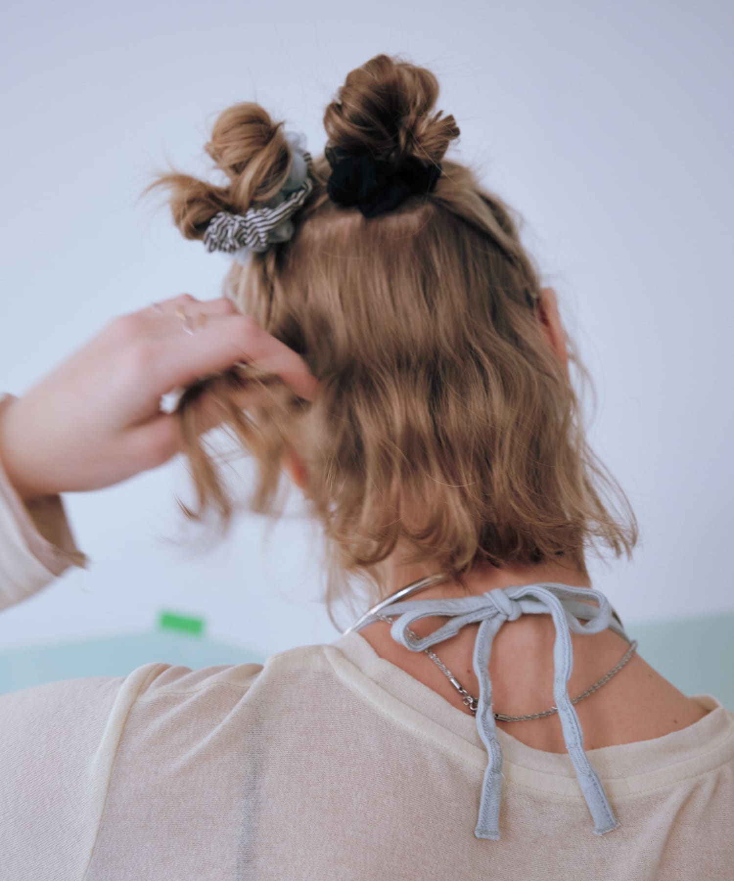 ギンガムチェック3セットヘアゴム BLU -