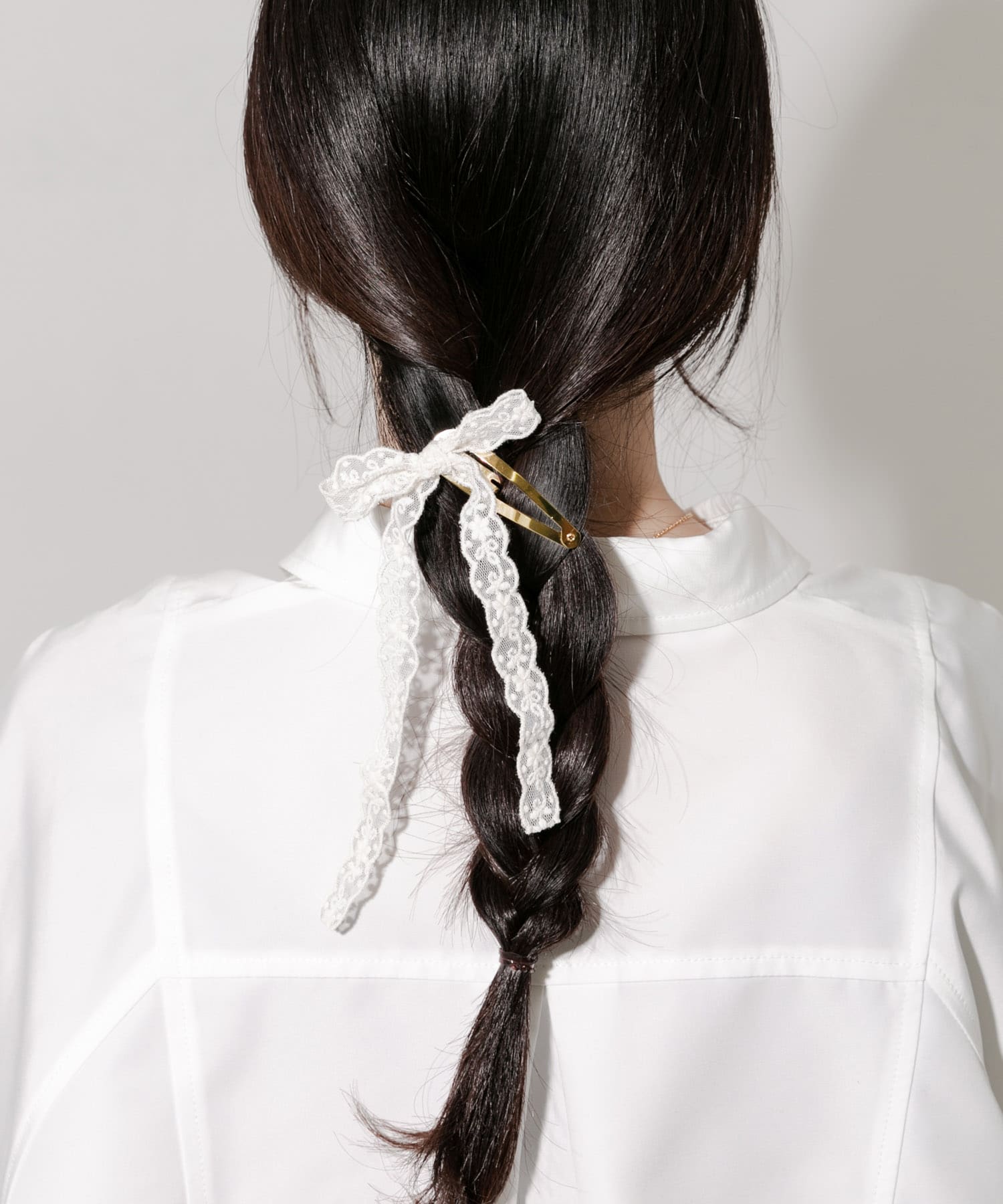 レースリボンヘアピン WHT -