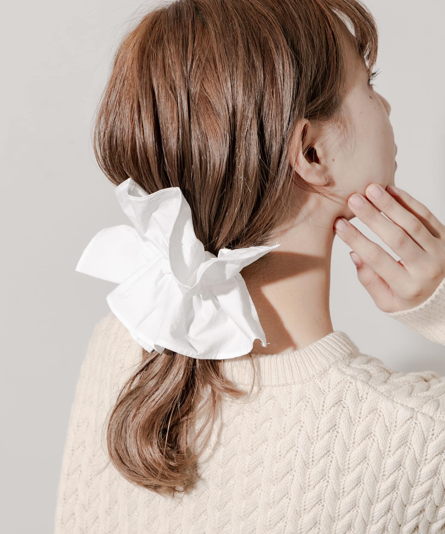 ギャザーボリュームヘアバレッタ WHT -