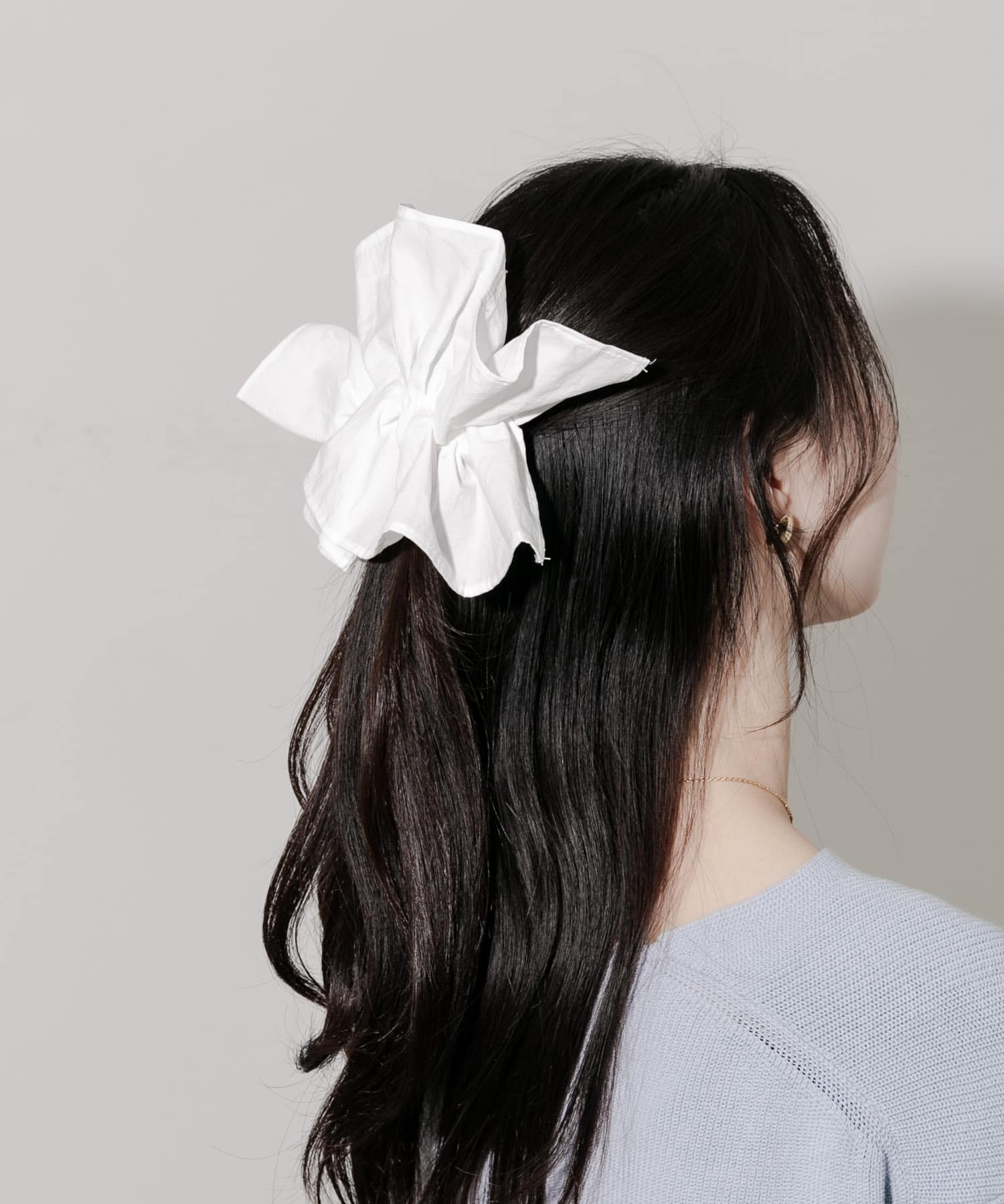 ギャザーボリュームヘアバレッタ WHT -