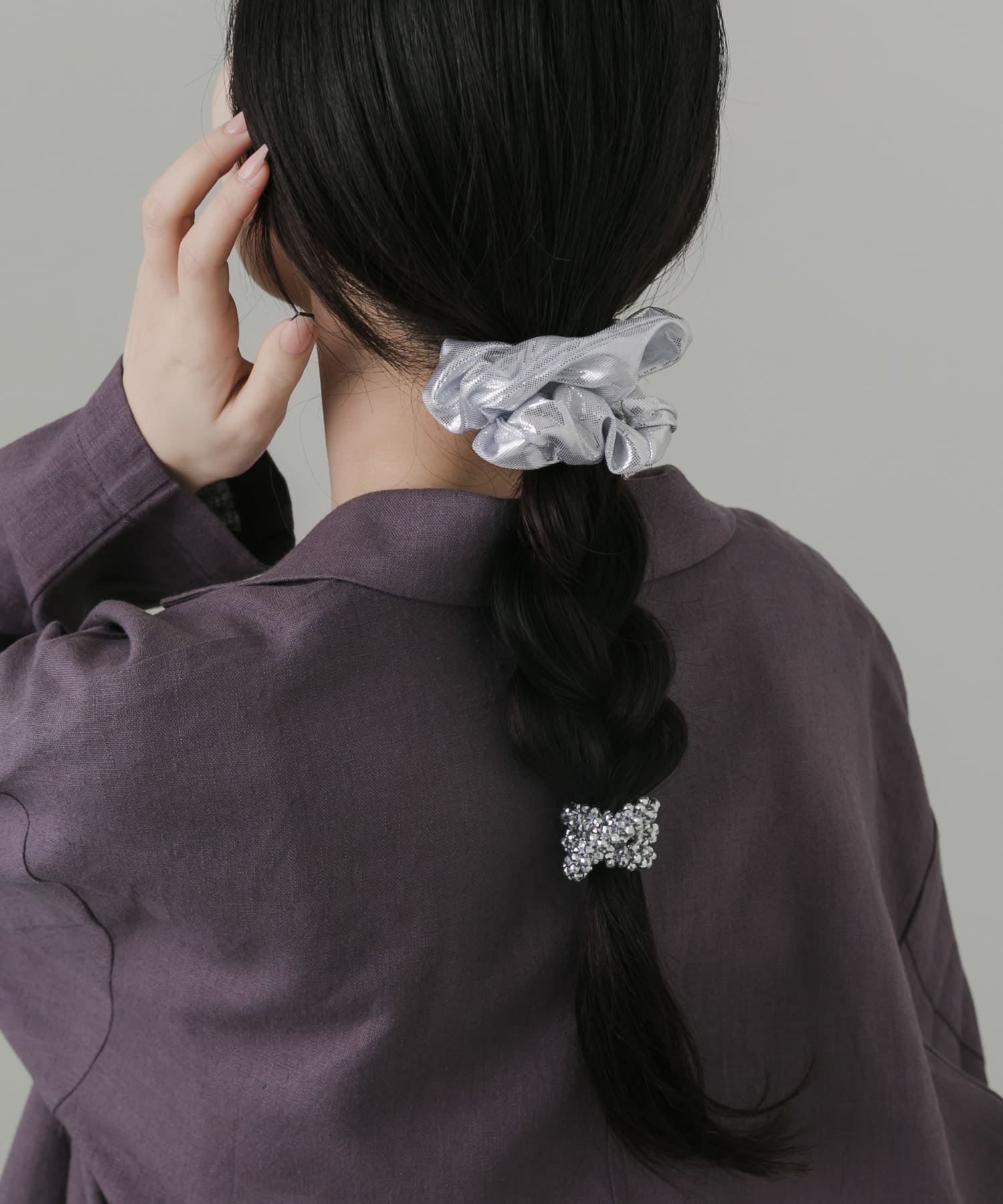 メタリック2セットヘアゴム SLV -