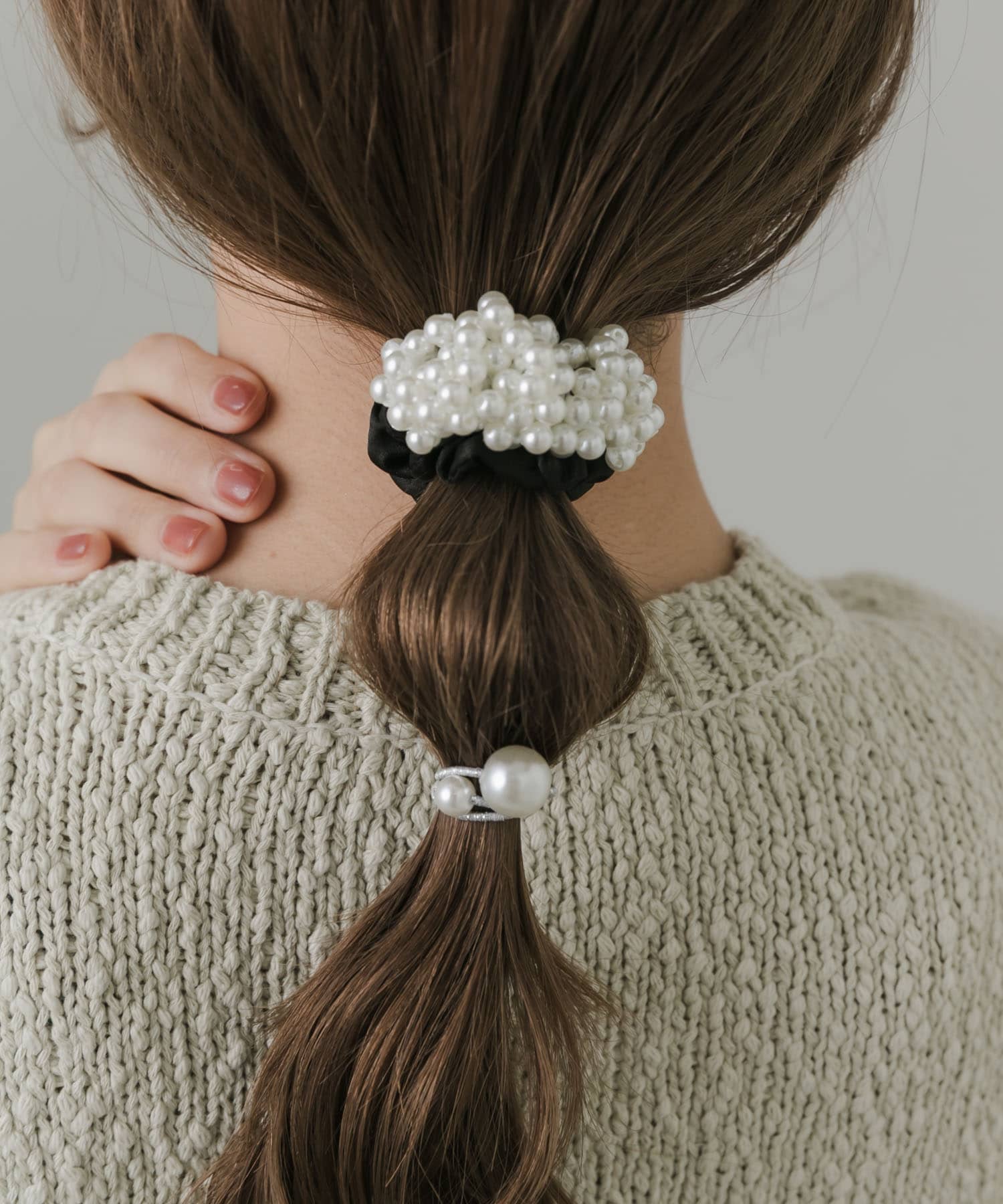 パール2セットヘアゴム BLK -