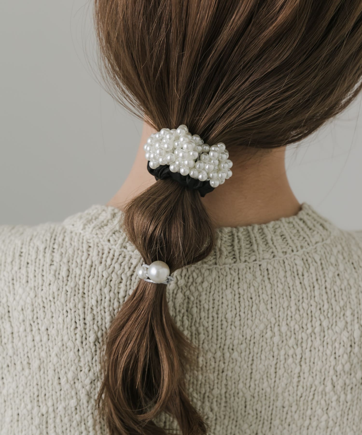 パール2セットヘアゴム BLK -