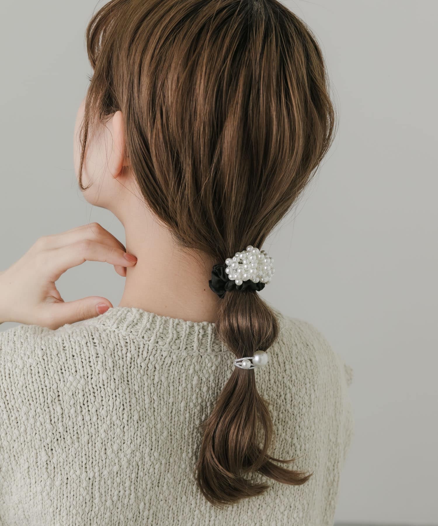 パール2セットヘアゴム BLK -