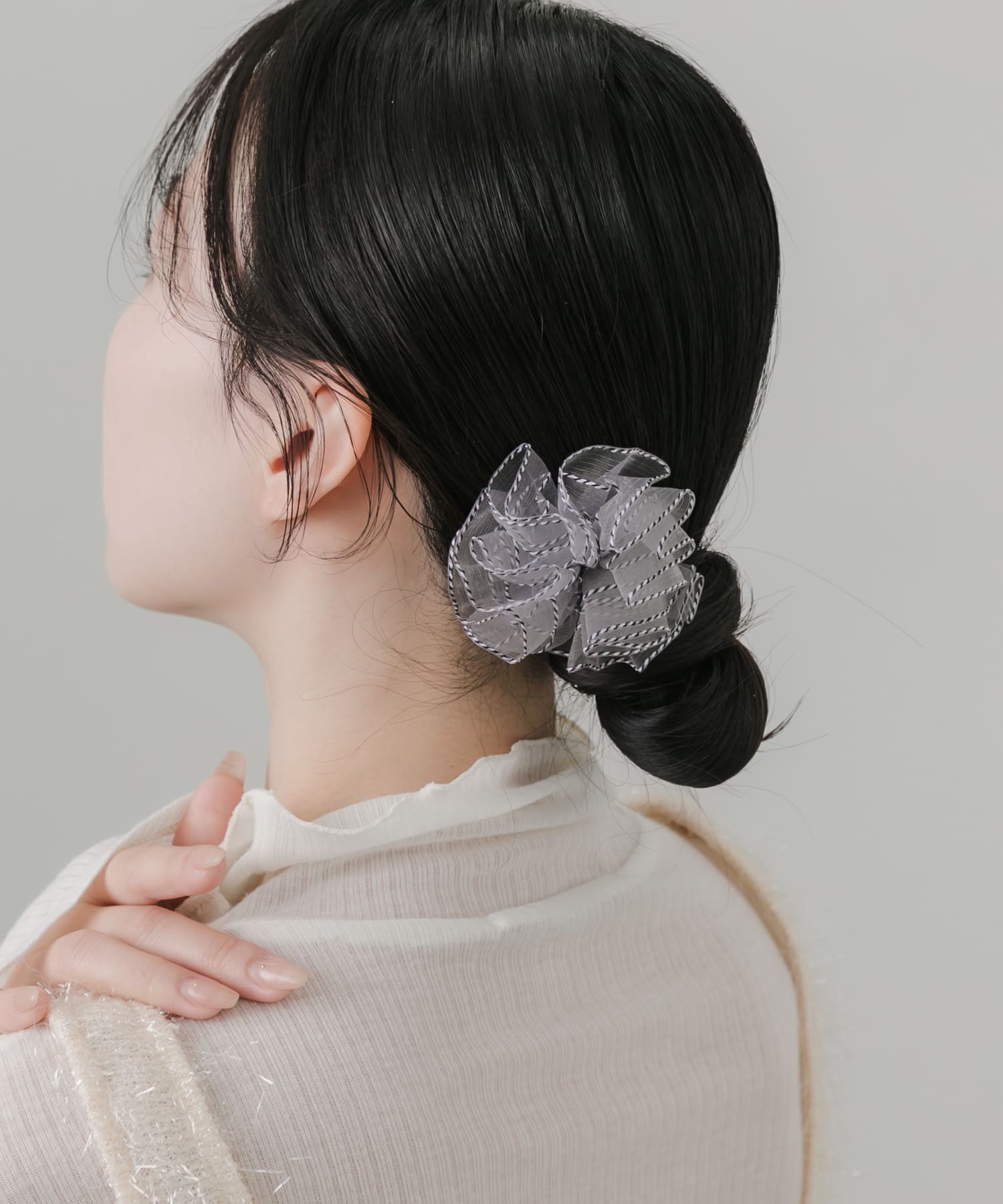 パイピングシフォンフラワーヘアピン