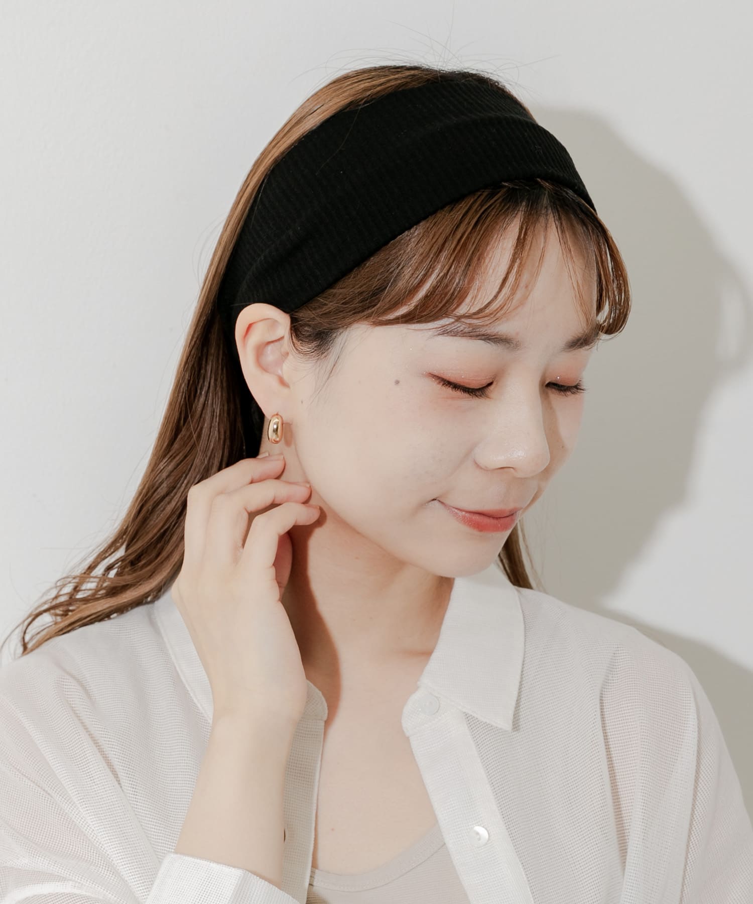 リブヘアバンド BLK -