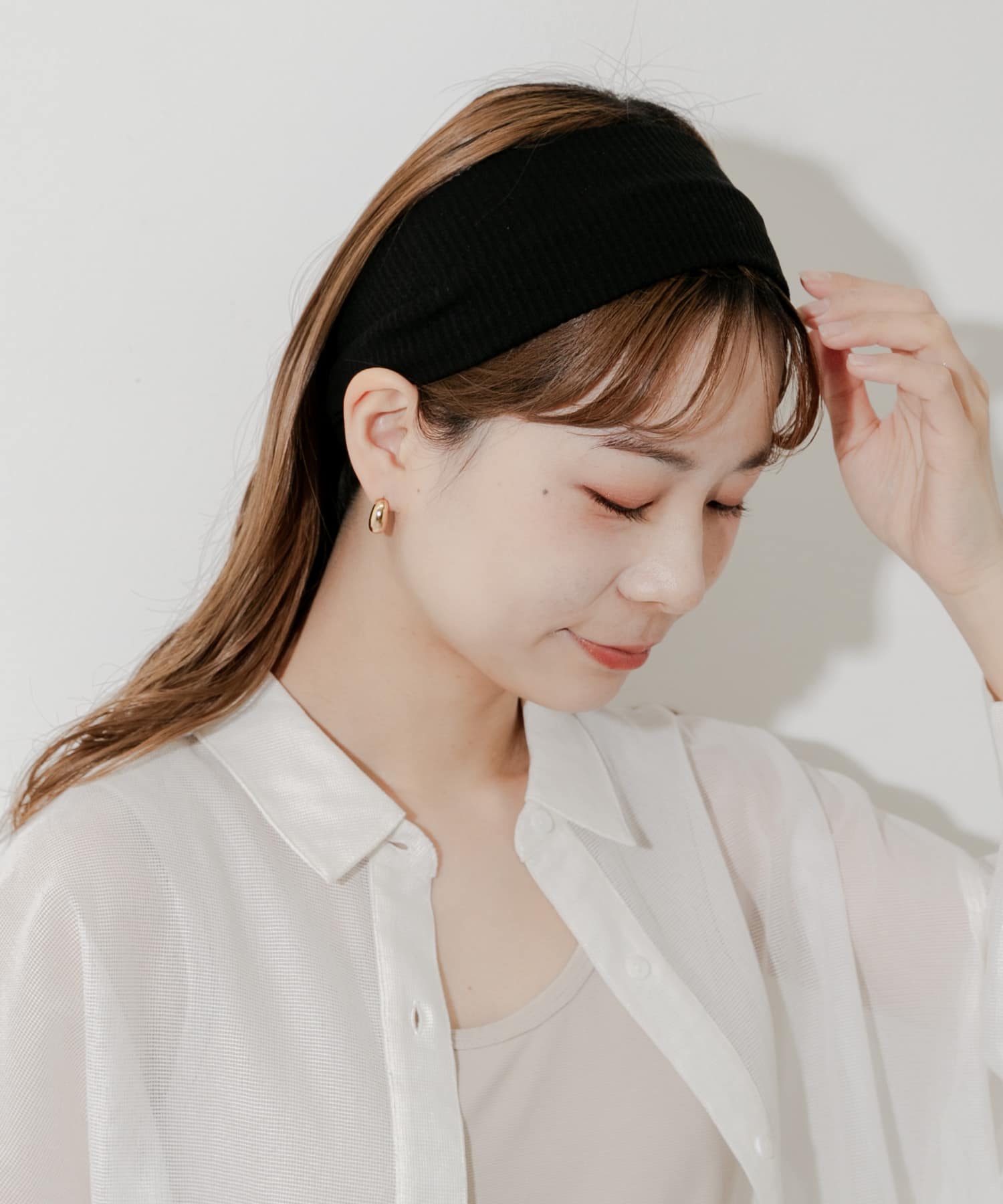 リブヘアバンド BLK -