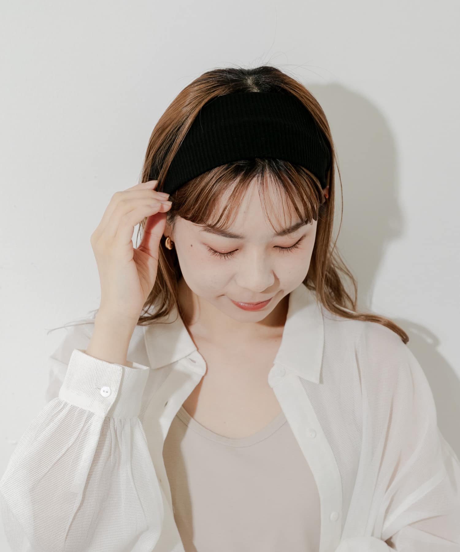 リブヘアバンド BLK -