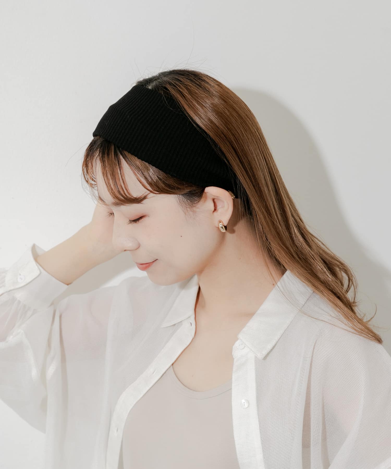 リブヘアバンド BLK -