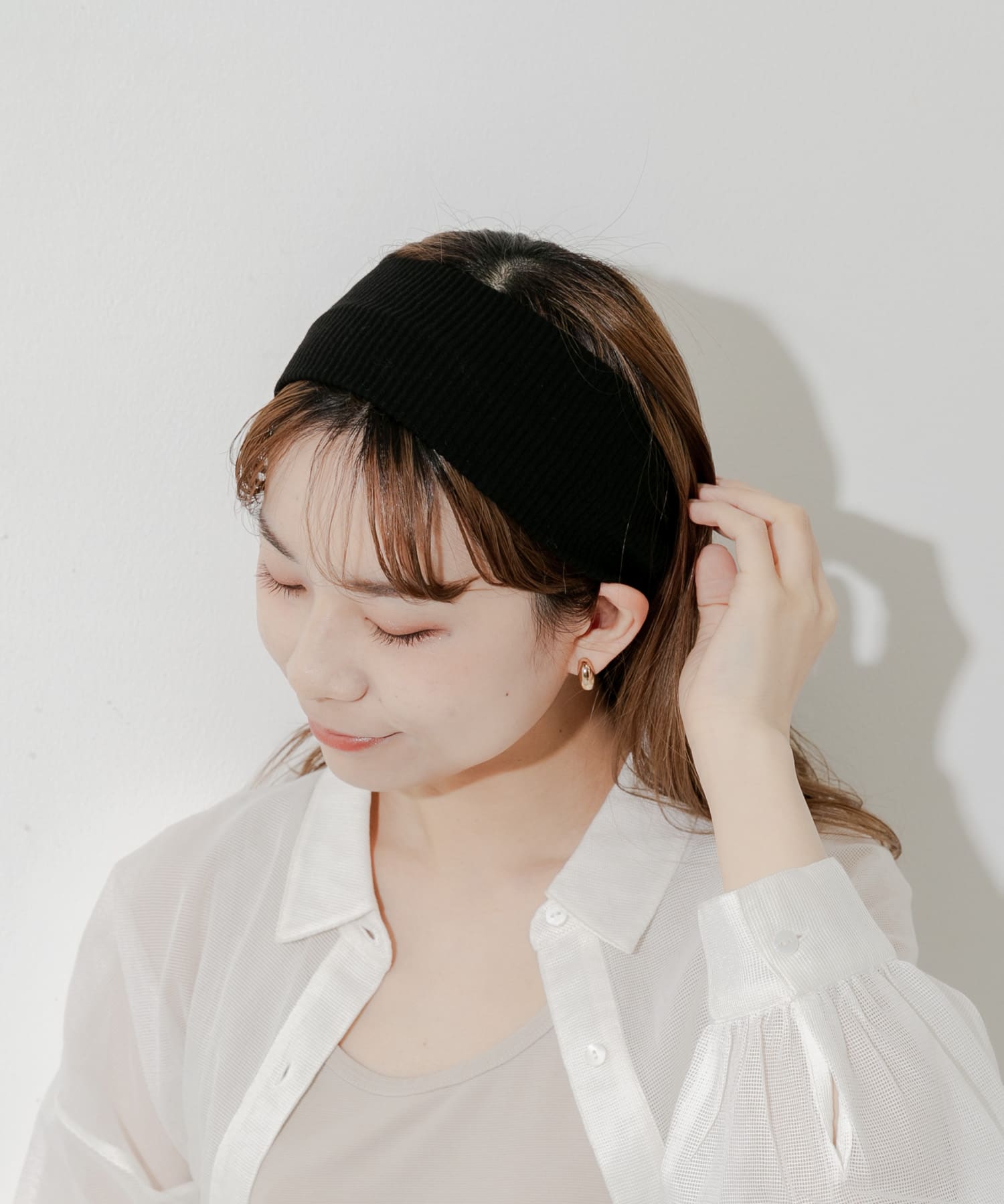 リブヘアバンド BLK -