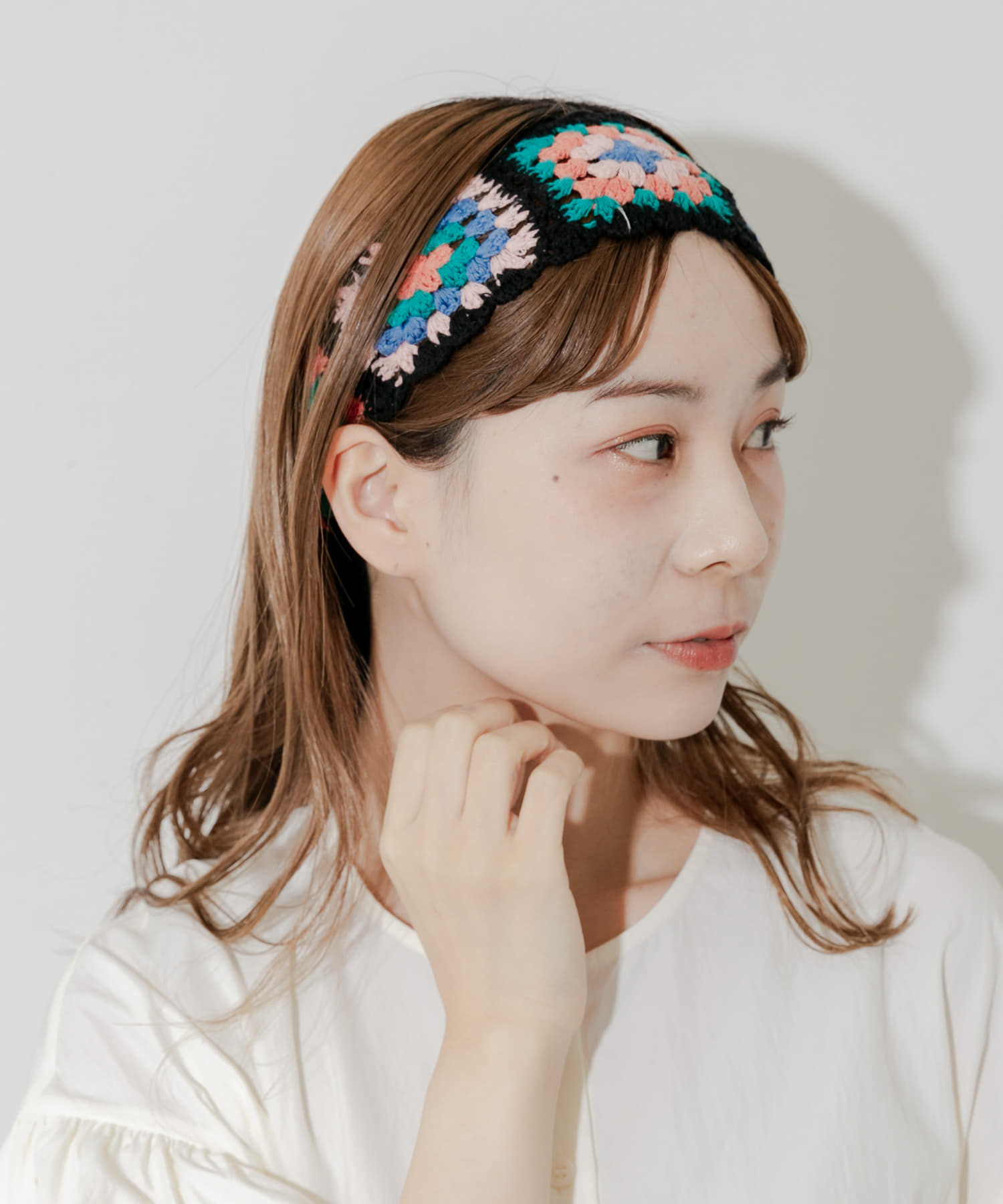 クロシェフラワーヘアバンド BLK -