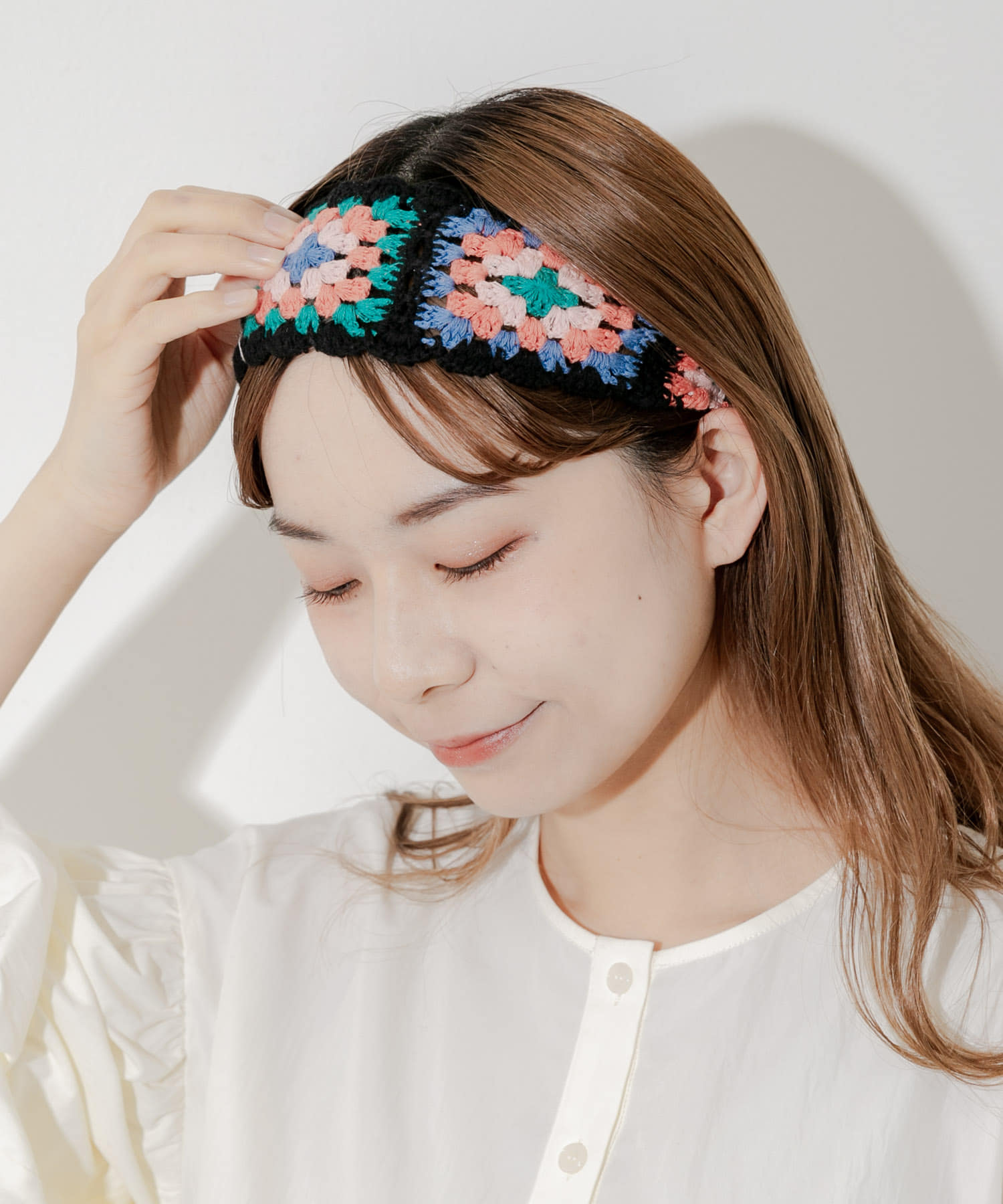 クロシェフラワーヘアバンド BLK -