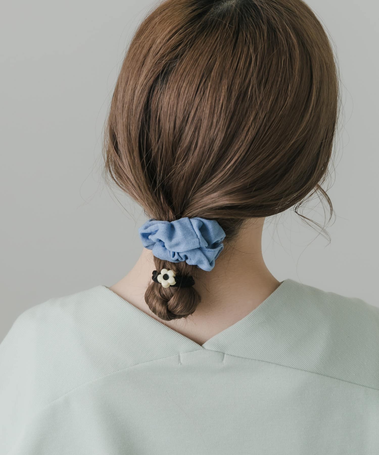 デニムフラワー2セットヘアゴム BLU -