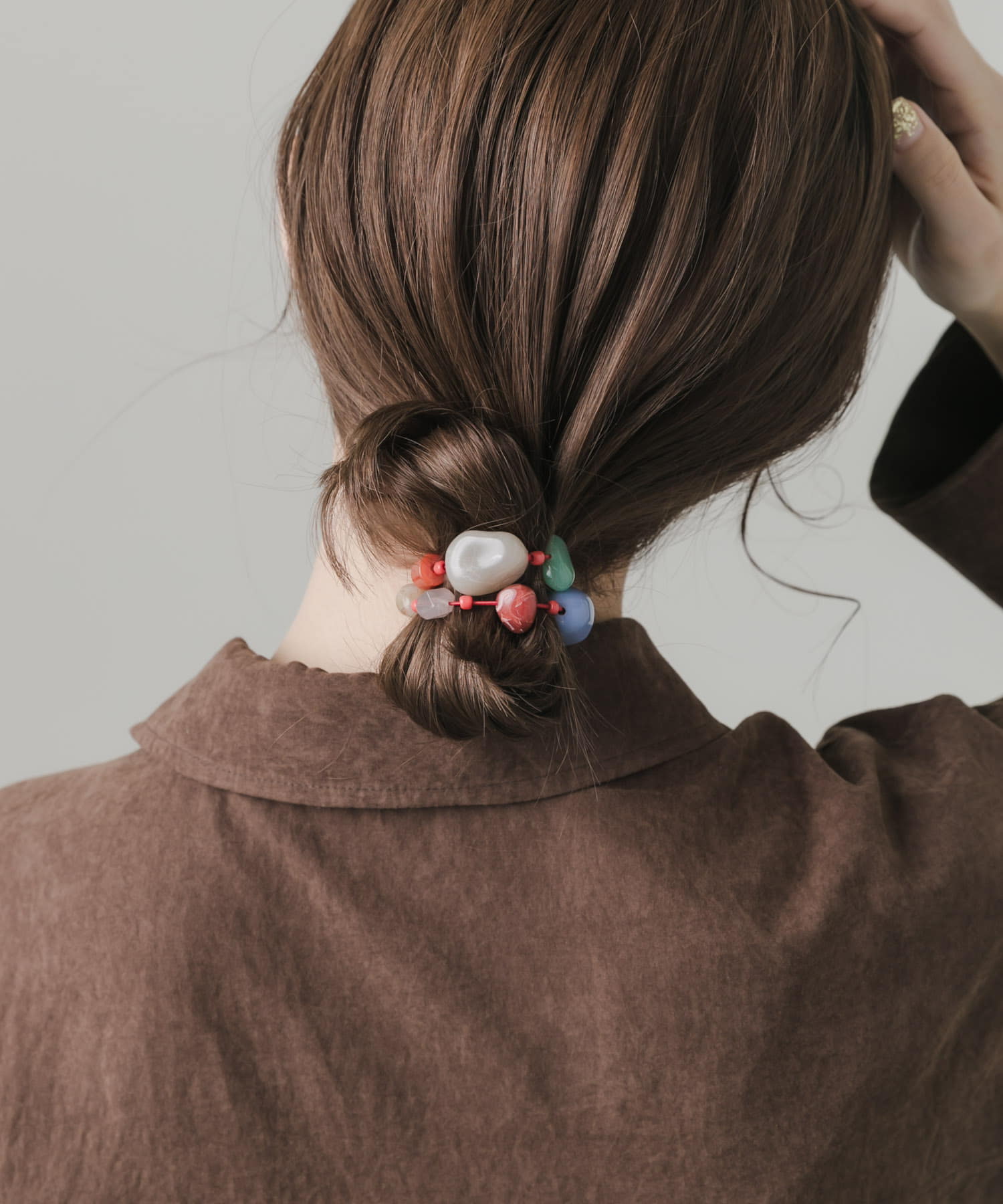 カラフルモチーフヘアポニー RED -