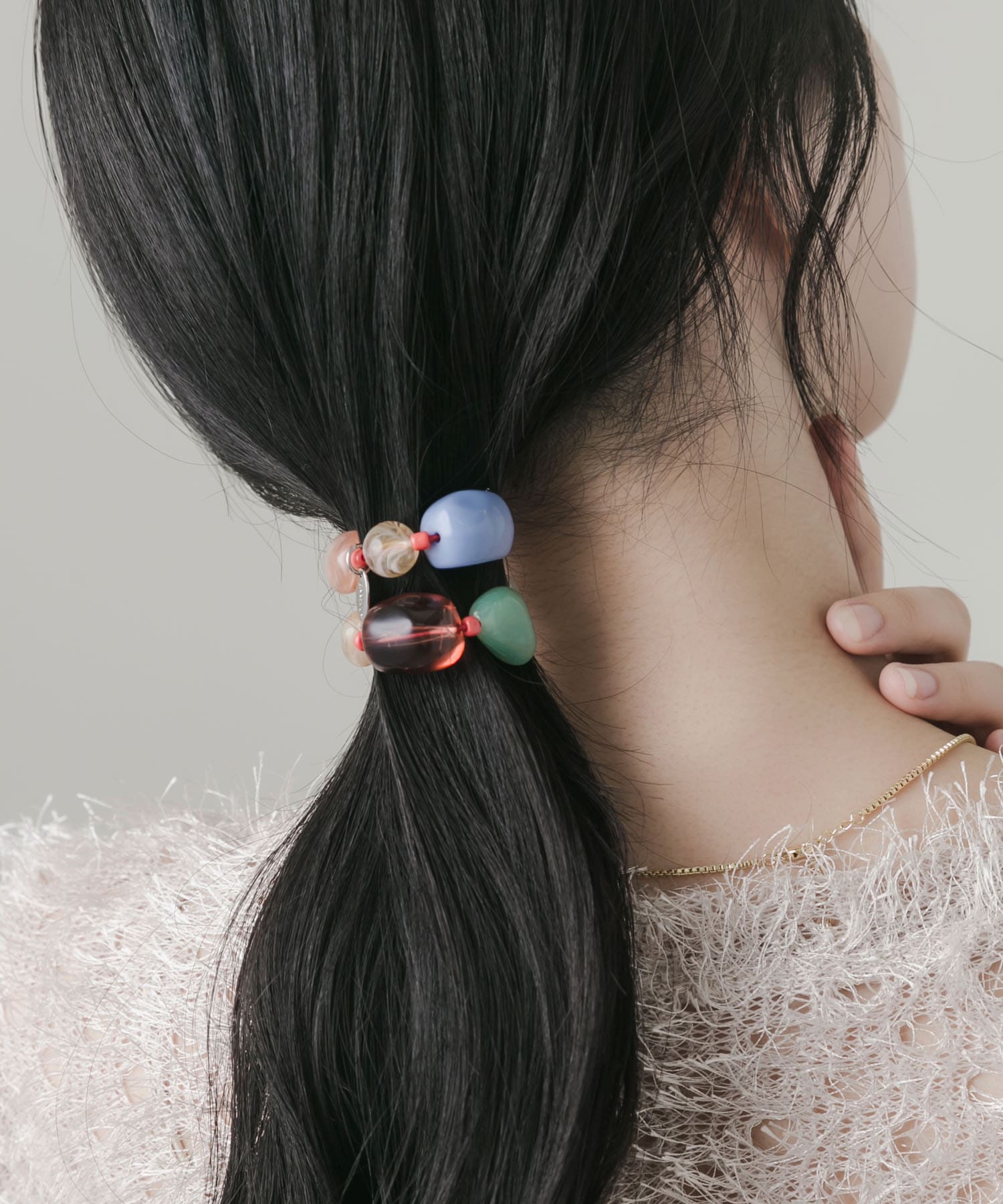 カラフルモチーフヘアポニー RED -