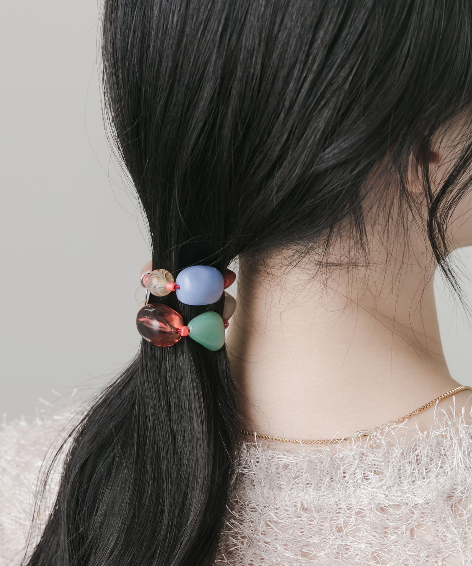 カラフルモチーフヘアポニー RED -