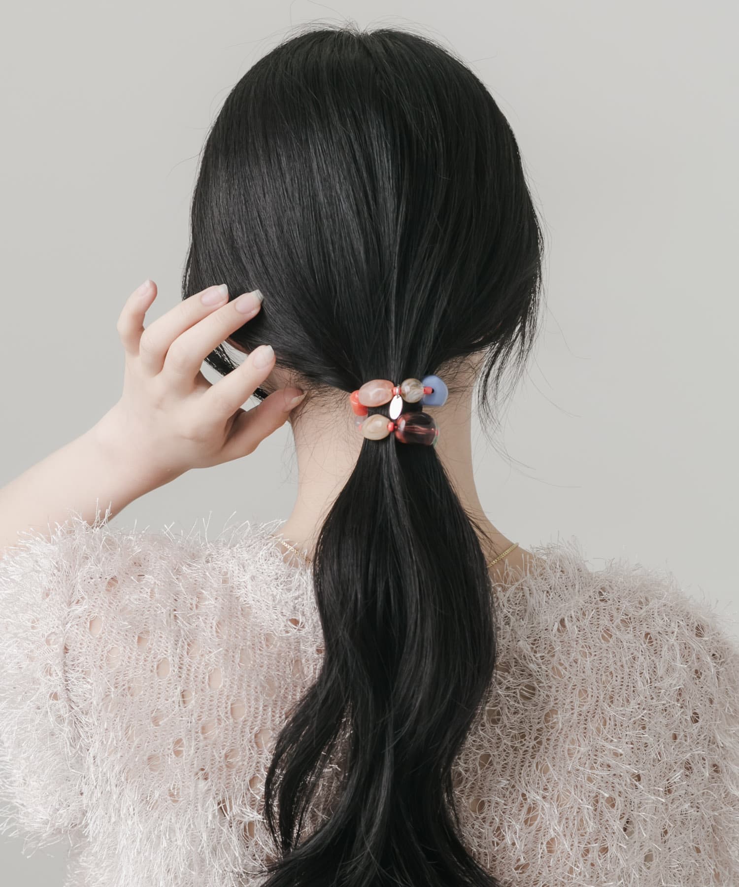 カラフルモチーフヘアポニー RED -